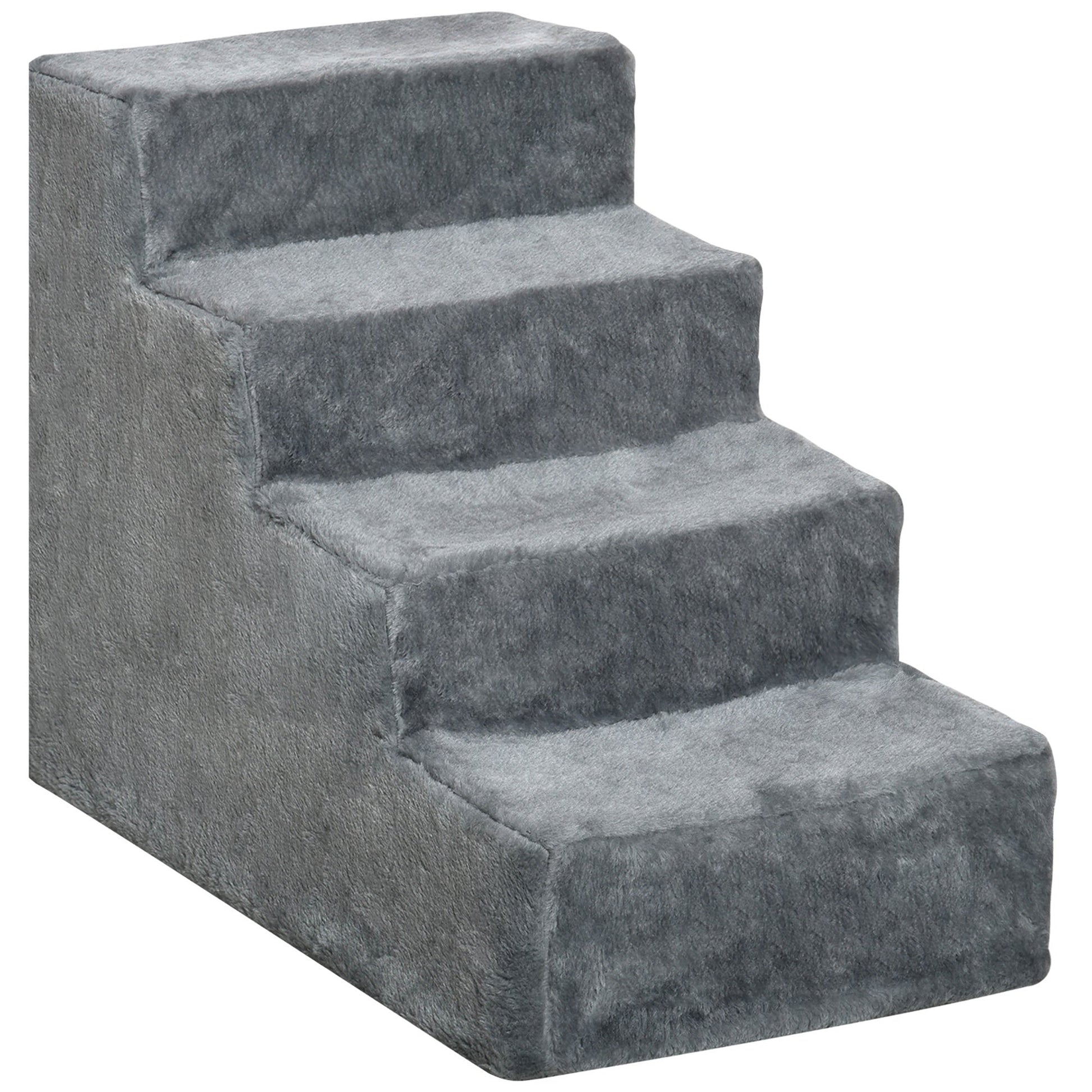Dog Steps for Sofa, 4 Steps Dog Stairs, Pet Stairs, with Washable Plush Cover, for Small Breeds, Cats - Light Grey