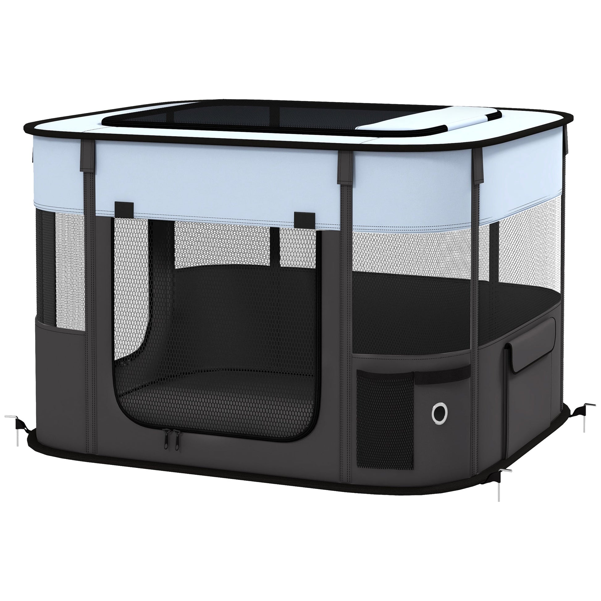 Dog Pen, Pet Playpen, Portable Foldable Dog Cat Playpen Soft Pet Cage with Storage Bag for Puppies, Rabbits, Kittens, Guinea Pigs, 74 x 60 x 45cm - Grey