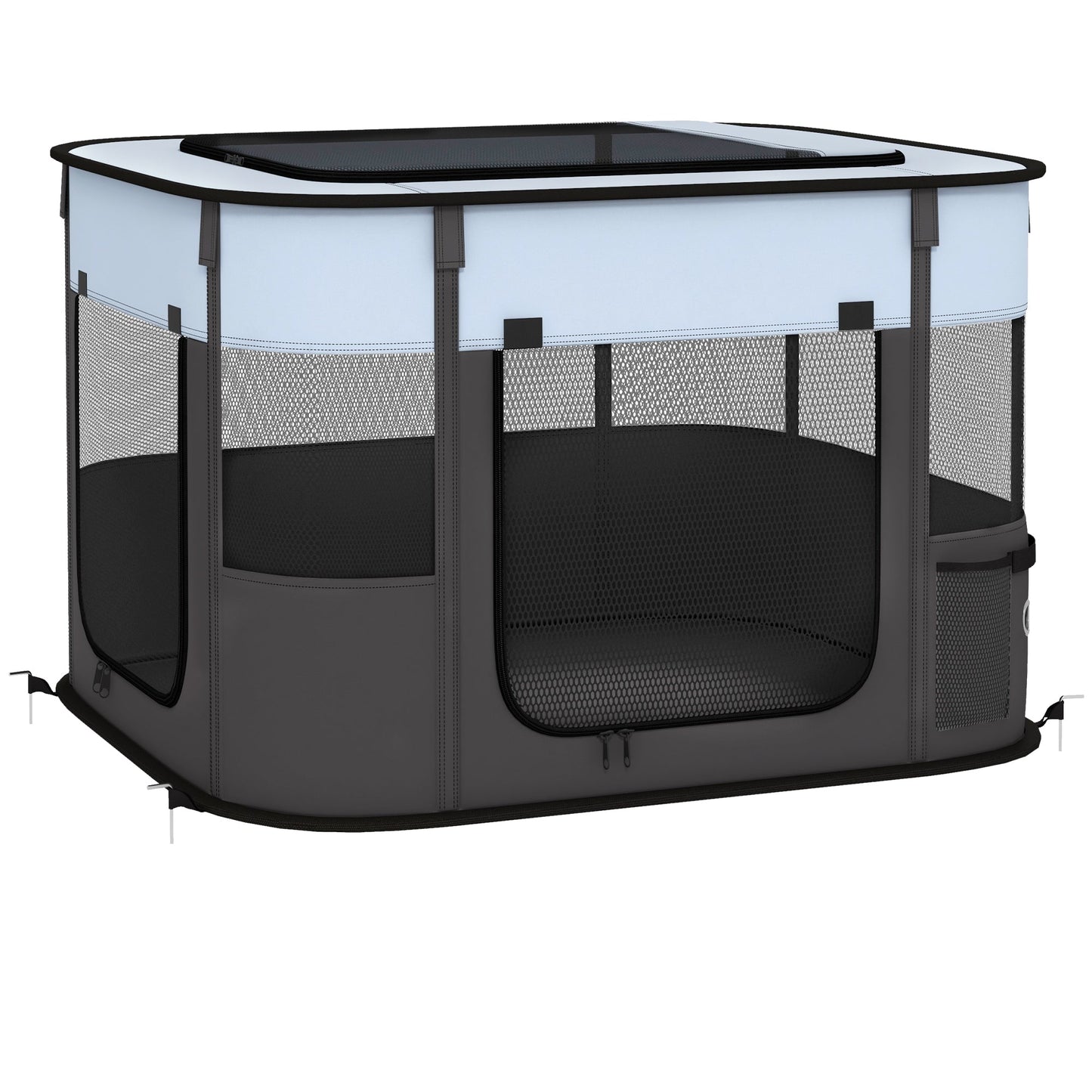 Dog Pen, Pet Playpen, Portable Foldable Dog Cat Playpen Soft Pet Cage with Storage Bag for Puppies, Rabbits, Kittens, Guinea Pigs, 74 x 60 x 45cm - Grey