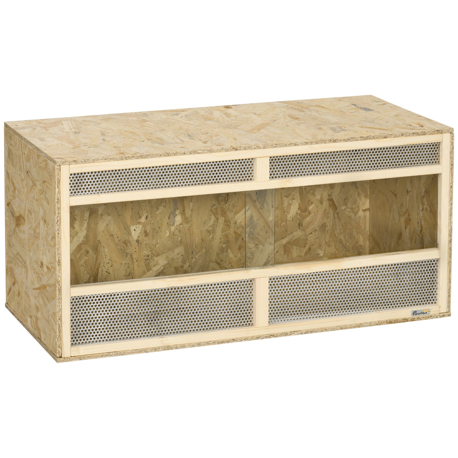 Reptile Terrarium Vivarium Habitat w/ Transparent Sliding Doors, Breathable Mesh, for Lizards, Horned Frogs, Snakes and Chameleons, 100 x 47 x 47cm