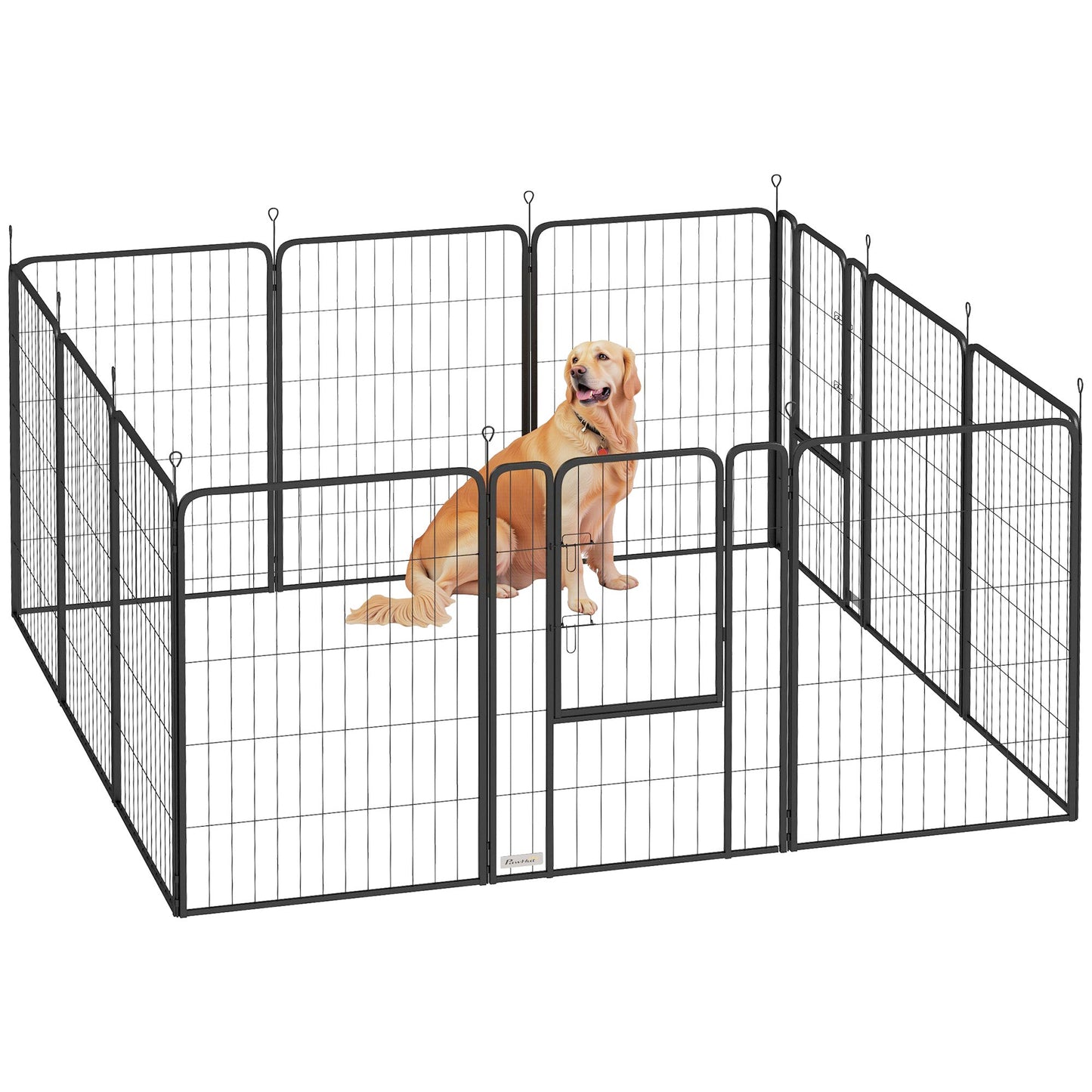 Dog Pen, 12 Panel Puppy Pen, Steel Dog Playpen, for Medium Breeds, 100cm Tall, Black