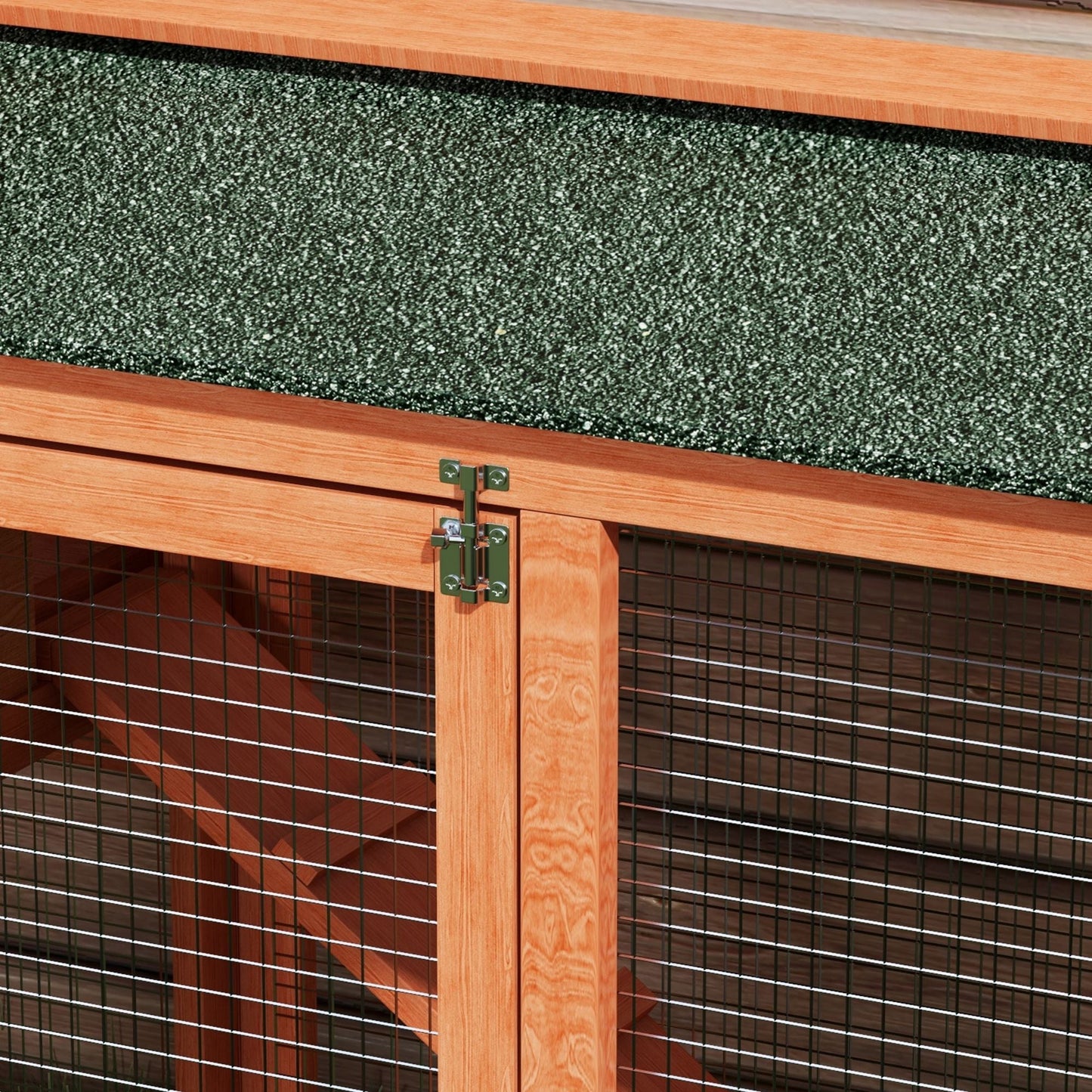 Rabbit Hutch Outdoor, 2 Tier Guinea Pig Hutch with Run, Ramp, Slide-out Tray, Asphalt Roof, 150 x 45 x 85cm