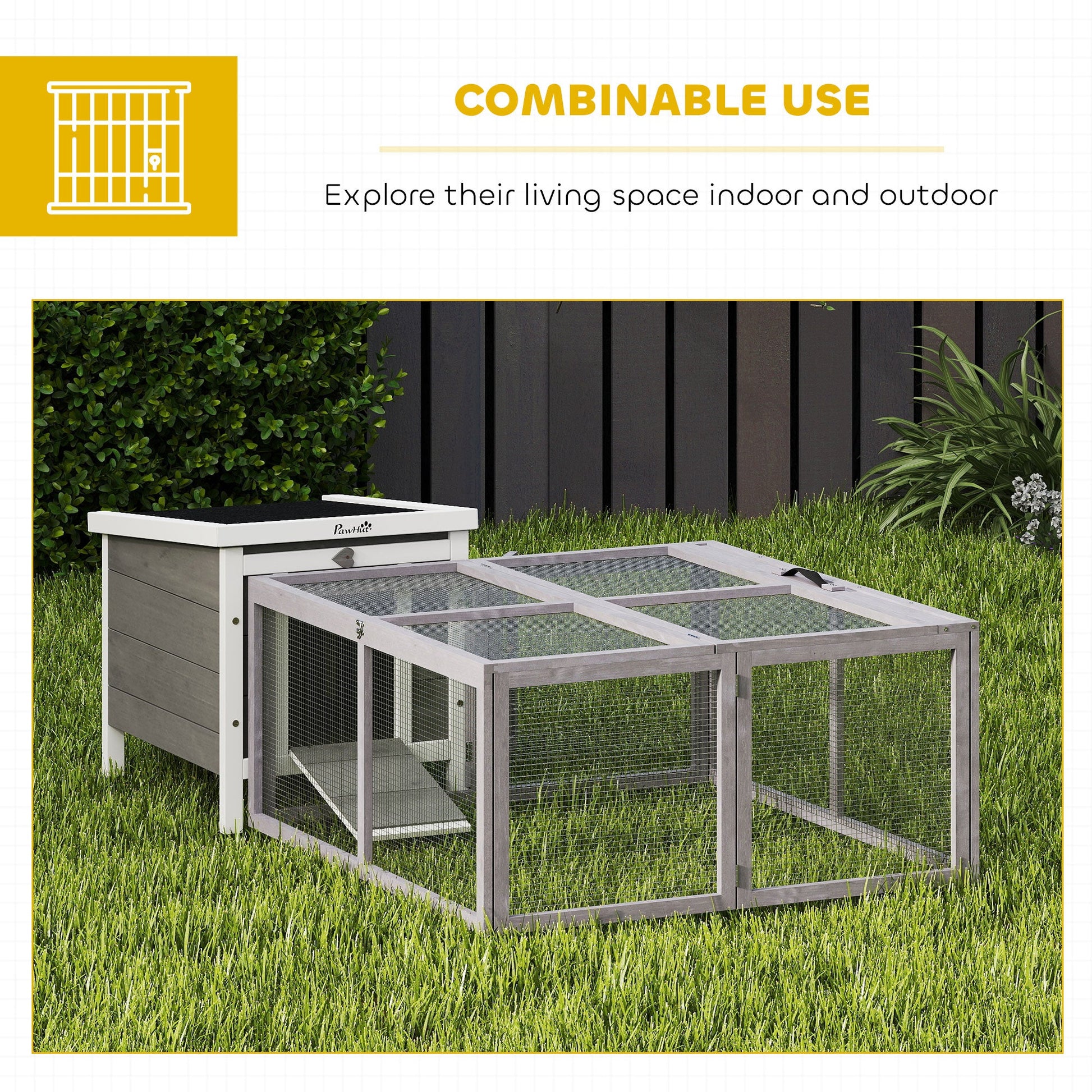 Rabbit Hutch Outdoor, Foldable Guinea Pig House, Portable Rabbit Run, Chicken Cage, Duck Coop with Openable Top, for 3 Bunnies, Ducks, Chickens, 110 x 105 x 50 cm