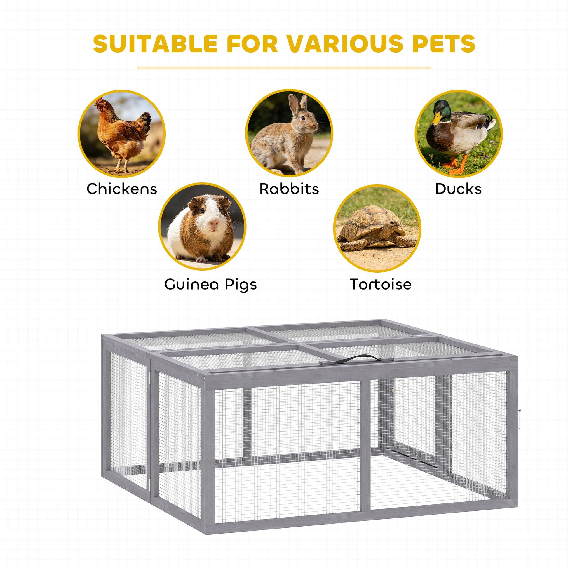 Rabbit Hutch Outdoor, Foldable Guinea Pig House, Portable Rabbit Run, Chicken Cage, Duck Coop with Openable Top, for 3 Bunnies, Ducks, Chickens, 110 x 105 x 50 cm