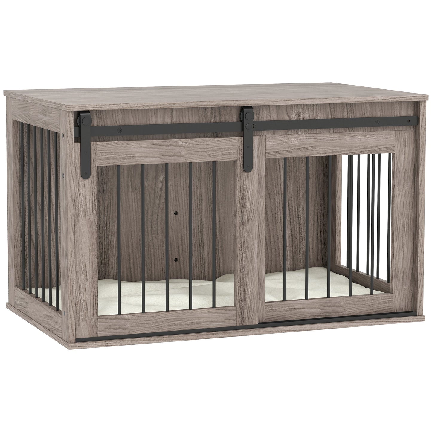 Dog Crate Furniture, Dog House Furniture Style for Large Breeds, Pet Kennel with Removable Cushion for Indoor Use, 98 x 58 x 61cm, Brown