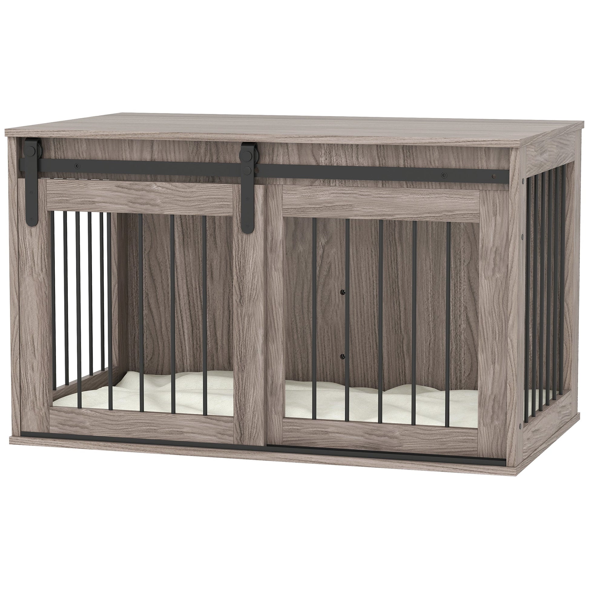 Dog Crate Furniture, Dog House Furniture Style for Large Breeds, Pet Kennel with Removable Cushion for Indoor Use, 98 x 58 x 61cm, Brown