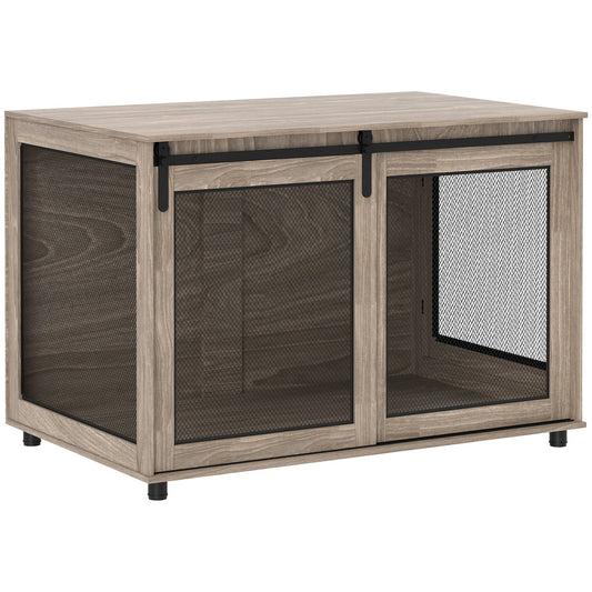 Dog Crate Furniture, Dog Cage End Table with Sliding Door, Pet Kennel for Extra Large Breeds, 118 x 75.5 x 82cm, Walnut Brown