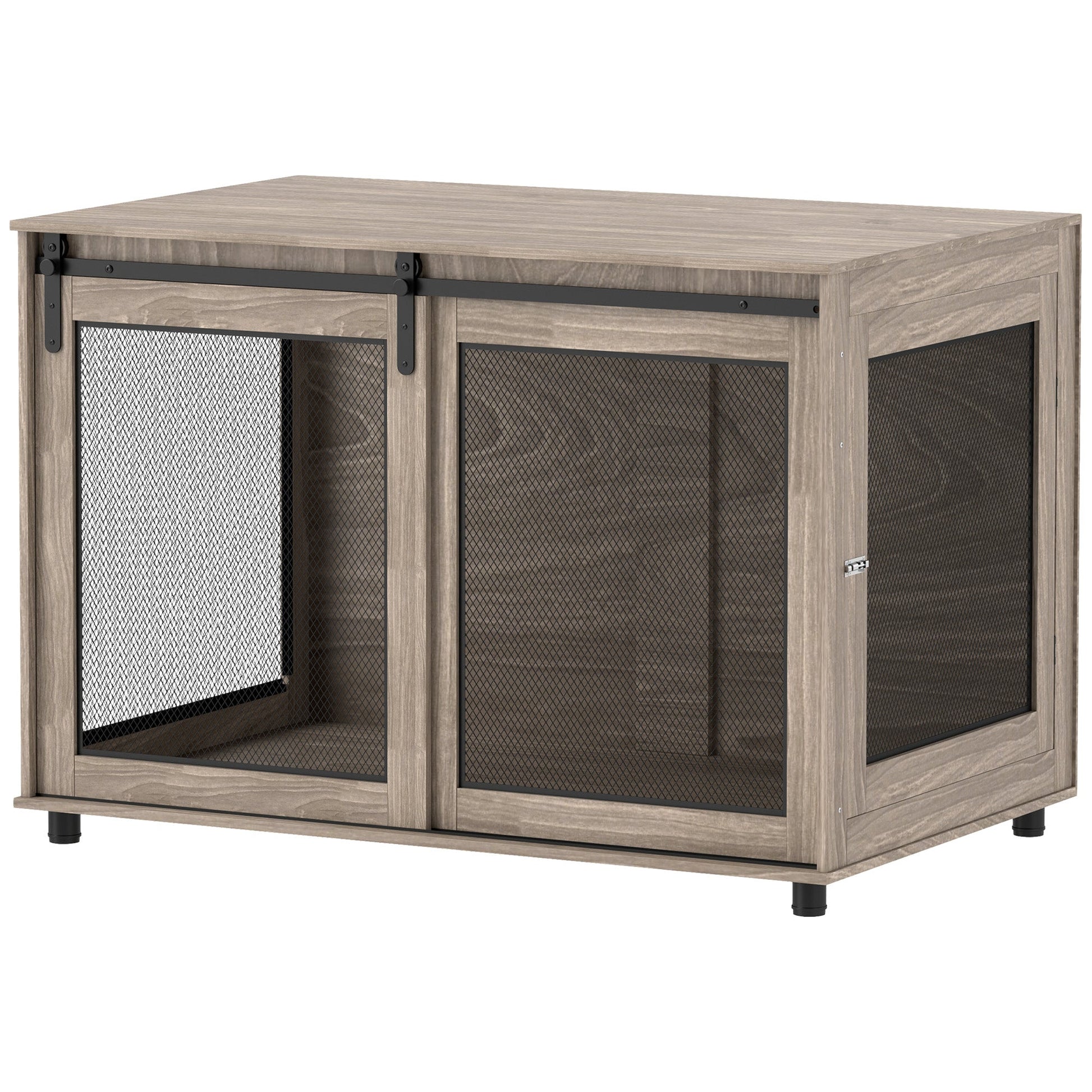 Dog Crate Furniture, Dog Cage End Table with Sliding Door, Pet Kennel for Extra Large Breeds, 118 x 75.5 x 82cm, Walnut Brown