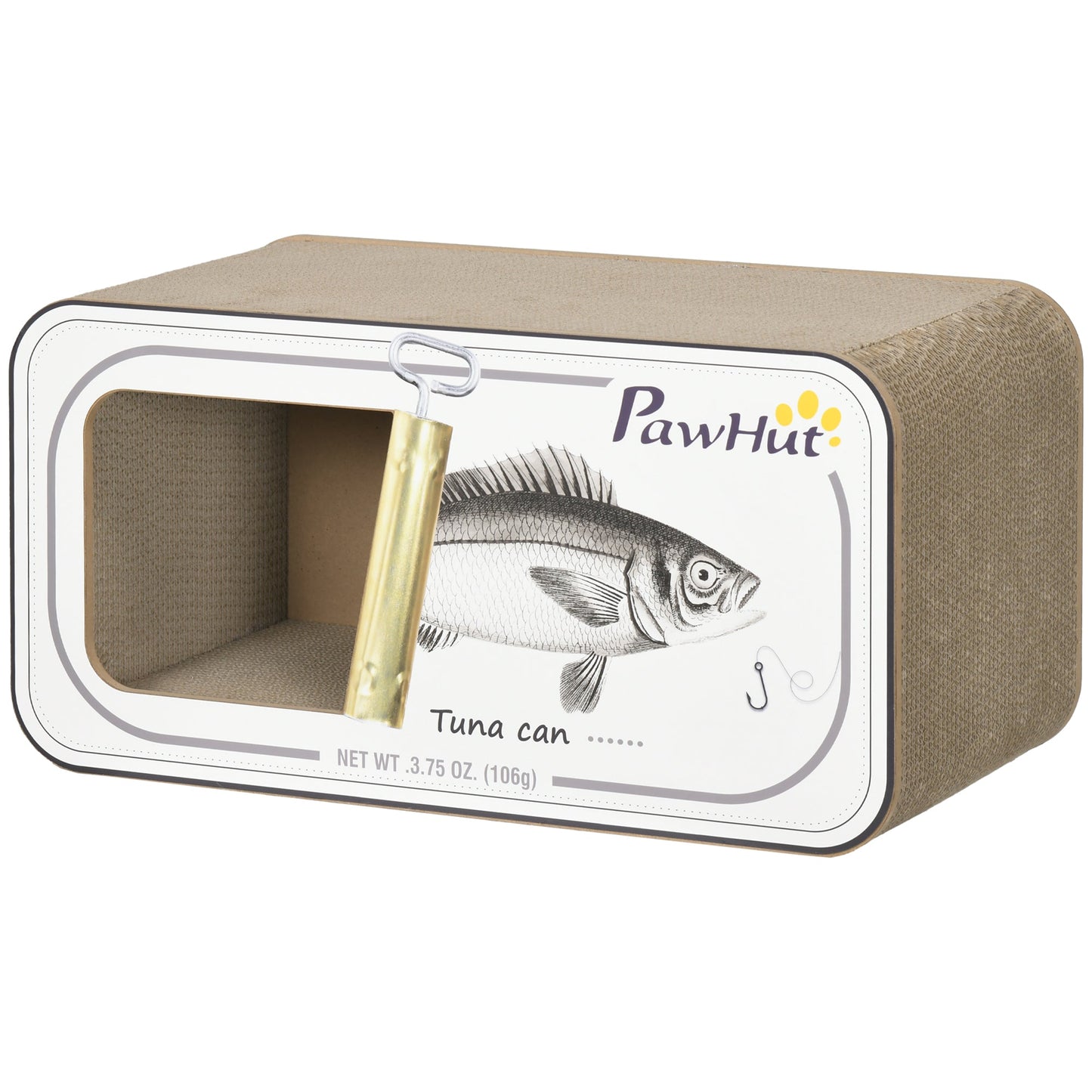 Cat Scratching Board, 2 in 1 Cat Scratcher Cardboard with Catnip, Canned Tuna Design Cat House for Indoor Kitty, Cream White