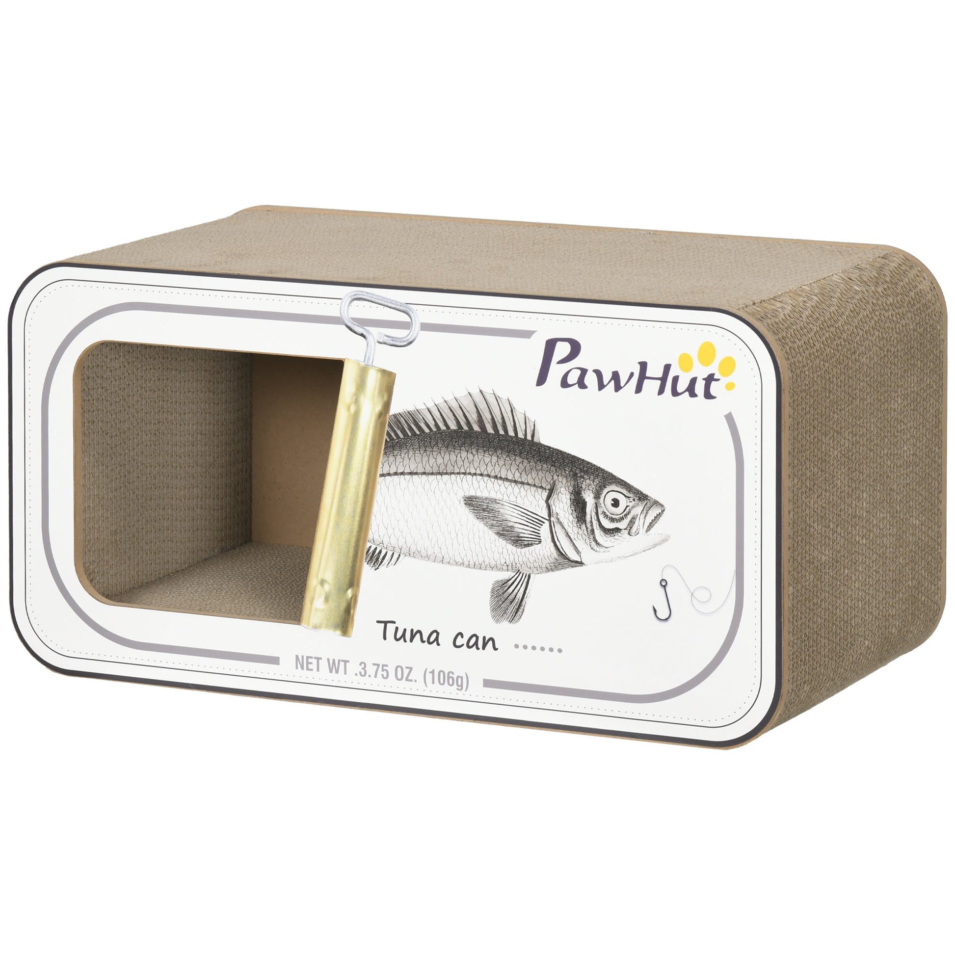 Cat Scratching Board, 2 in 1 Cat Scratcher Cardboard with Catnip, Canned Tuna Design Cat House for Indoor Kitty, Cream White