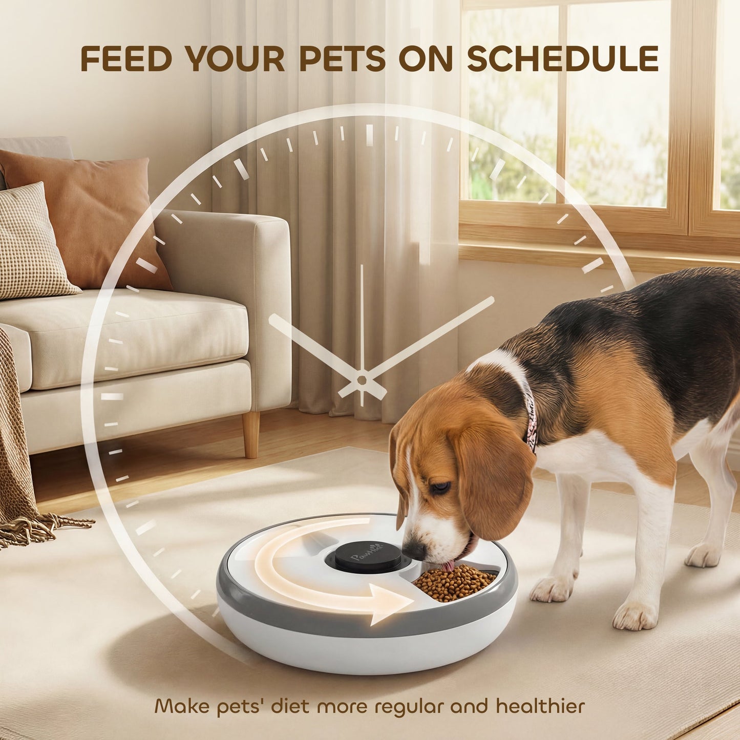 6 Meal Automatic Cat Feeder Cordless, Dry & Wet Food Cat Food Dispenser with 1 Ice Pack, Battery Powered, Programmable Timer, for Kitty Small Dogs, Easy to Clean
