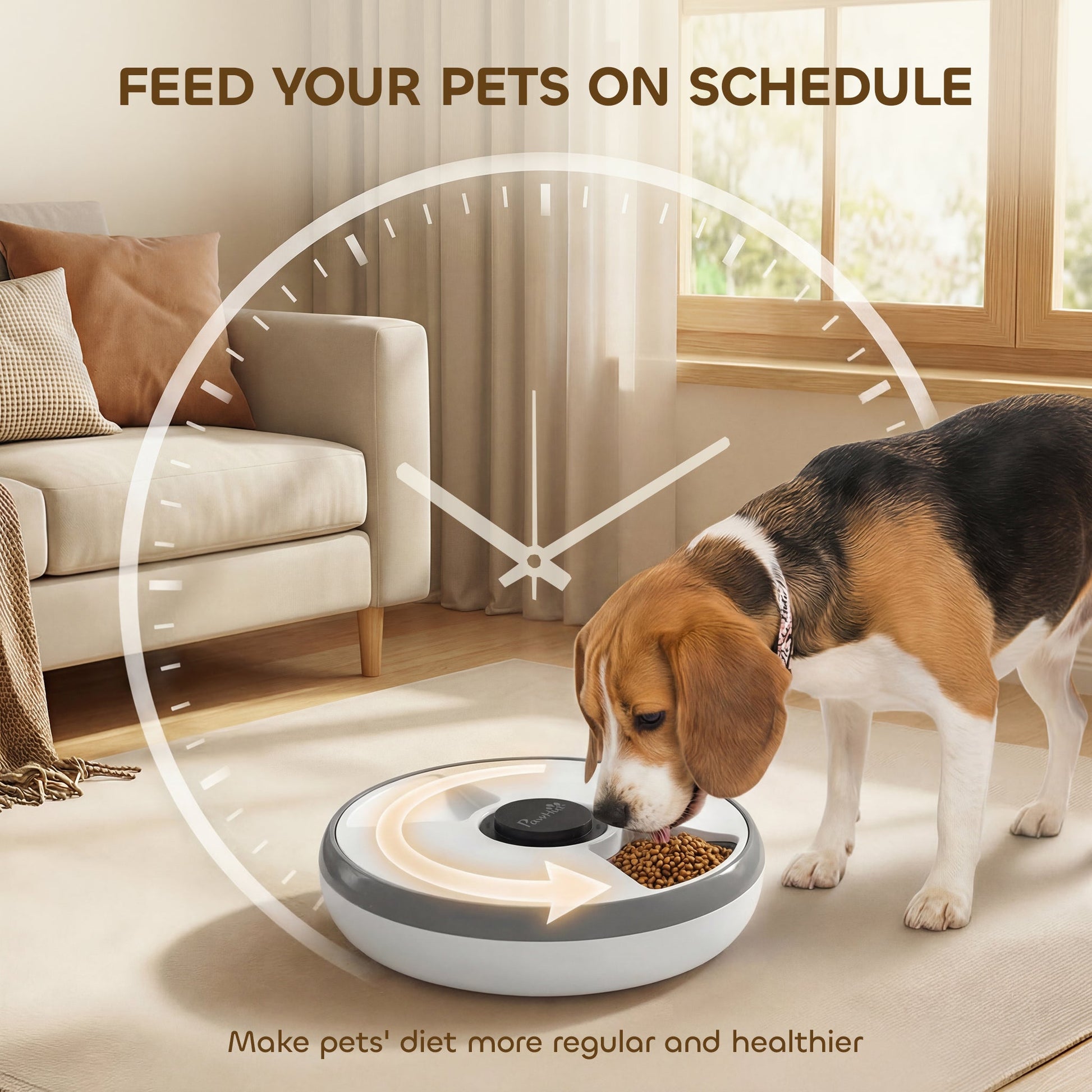 6 Meal Automatic Cat Feeder Cordless, Dry & Wet Food Cat Food Dispenser with 1 Ice Pack, Battery Powered, Programmable Timer, for Kitty Small Dogs, Easy to Clean