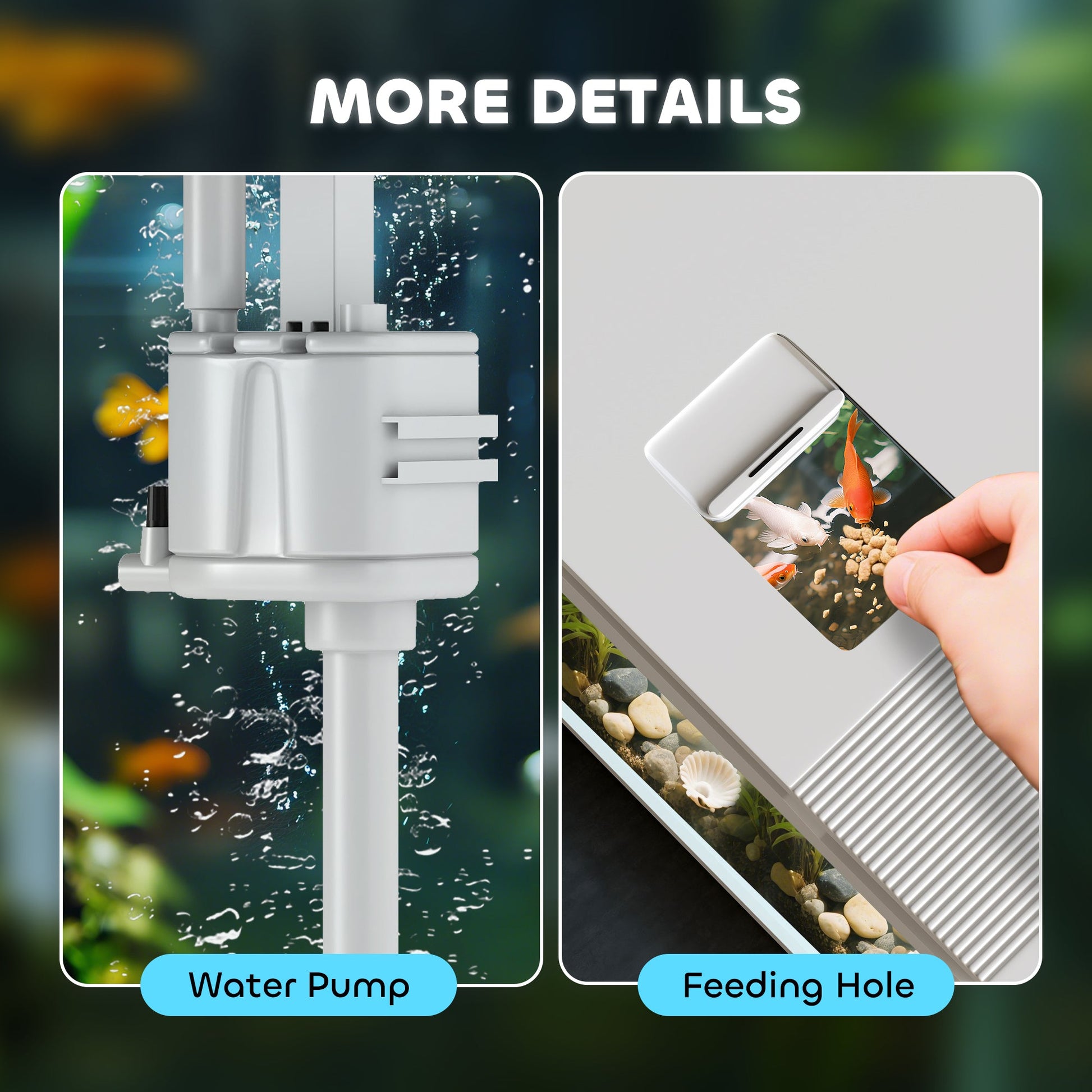 Fish Tank, 26L Glass Aquarium with Filter System, LED Lights, Water Pump, Betta Fish Tank for Goldfish, Shrimps, White