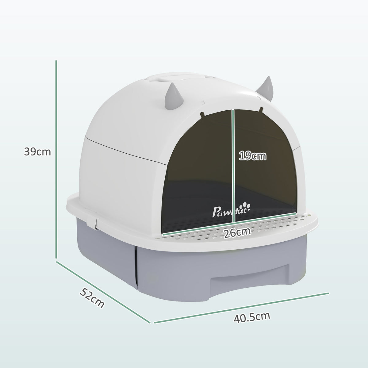 Cat Litter Tray with Lid, Enclosed Cat Litter Box with Pull-Out Drawer, Scoop, Deodorising Bags for Odour Control, Privacy, Portable, Easy to Clean, Grey