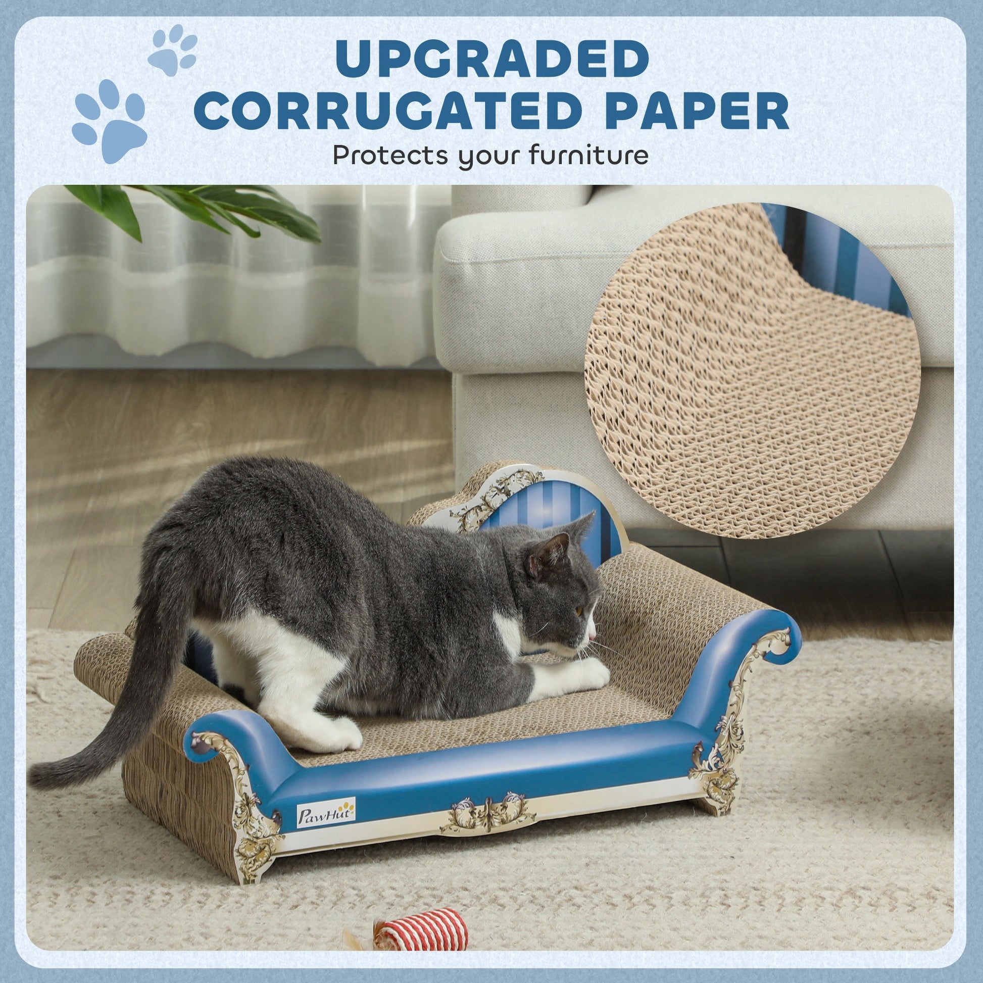 Cat Scratcher, 2-in-1 Cat Scratching Board with Catnip, Cardboard Lounge for Indoor Cats