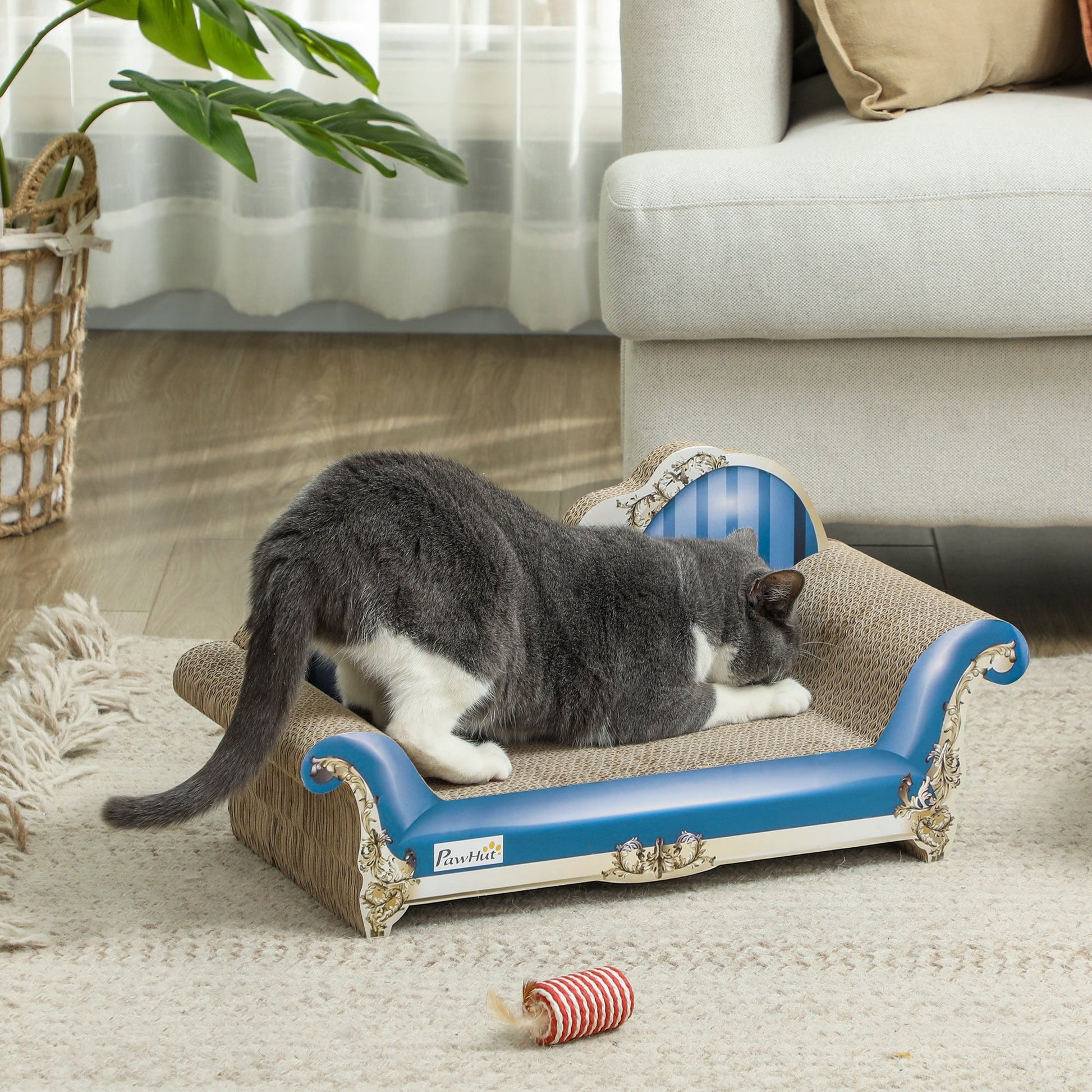 Cat Scratcher, 2-in-1 Cat Scratching Board with Catnip, Cardboard Lounge for Indoor Cats