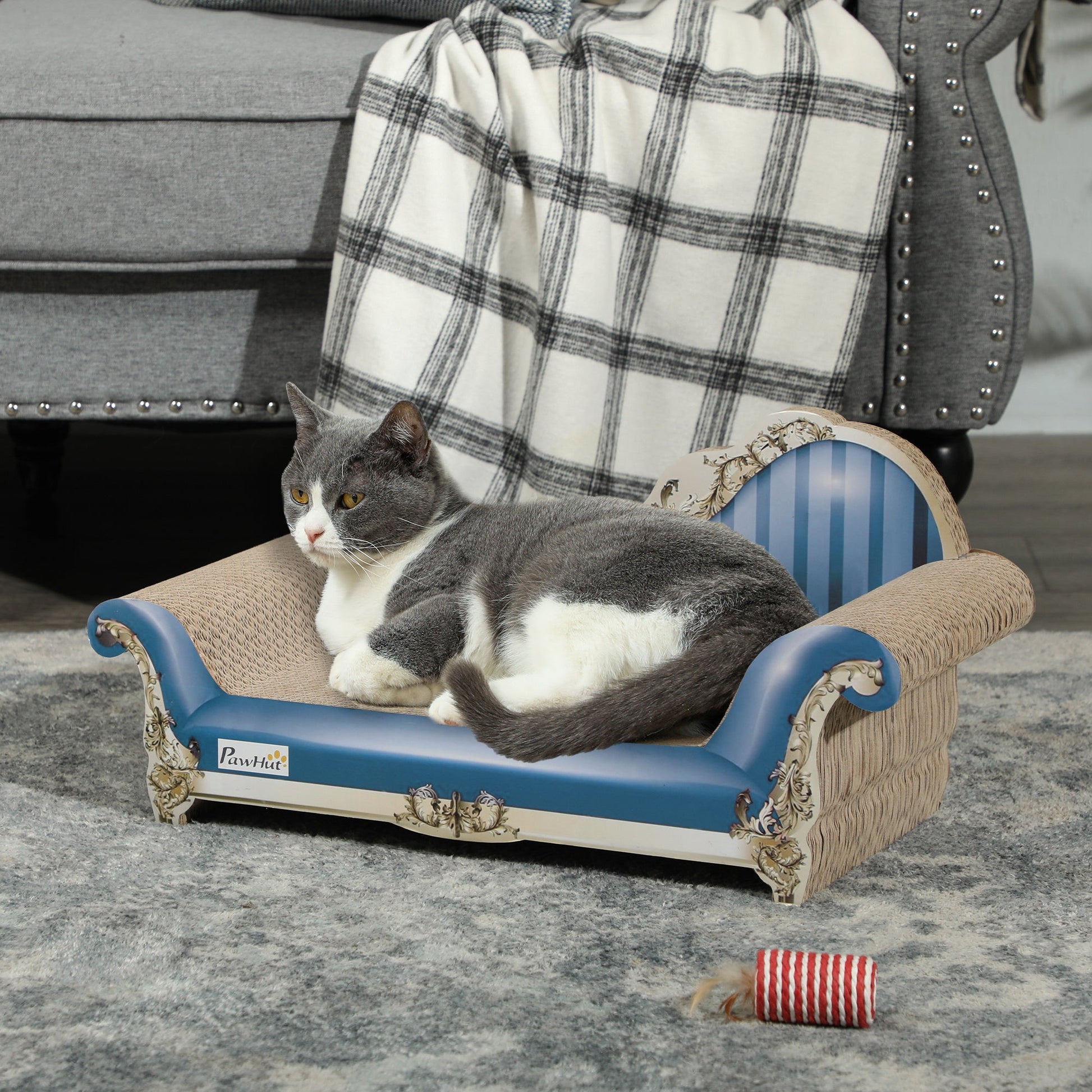 Cat Scratcher, 2-in-1 Cat Scratching Board with Catnip, Cardboard Lounge for Indoor Cats