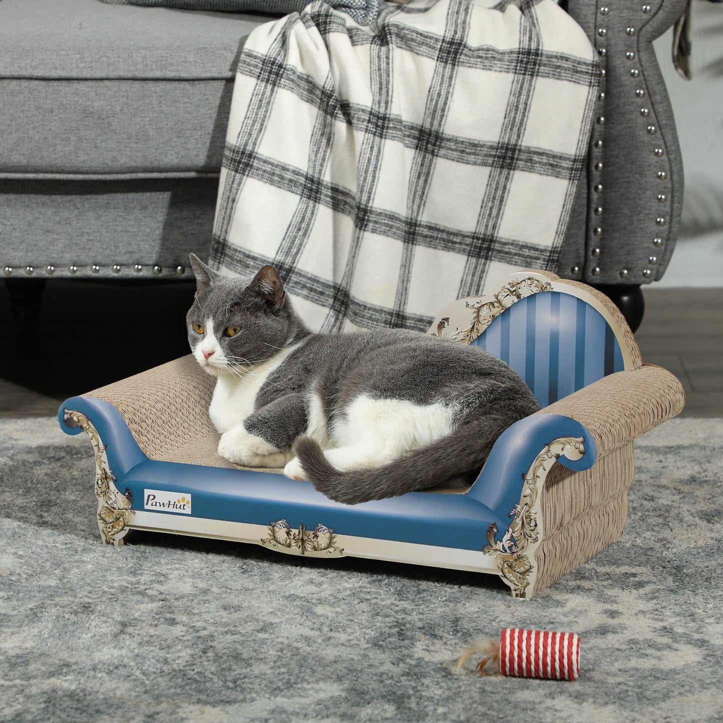 Cat Scratcher, 2-in-1 Cat Scratching Board with Catnip, Cardboard Lounge for Indoor Cats