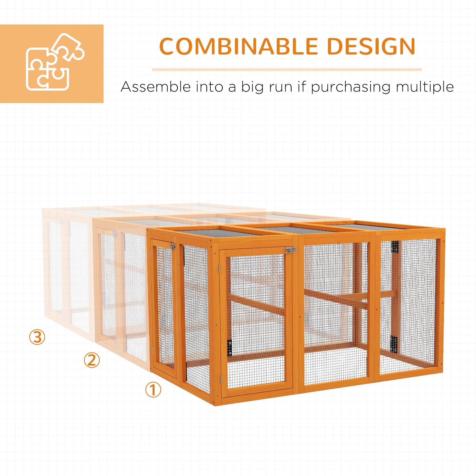 Wooden Chicken Run Hen Coop House Combinable Design Outdoor Use with Perches, for 1-3 Chickens, Ducks, 140 x 84 x 80cm