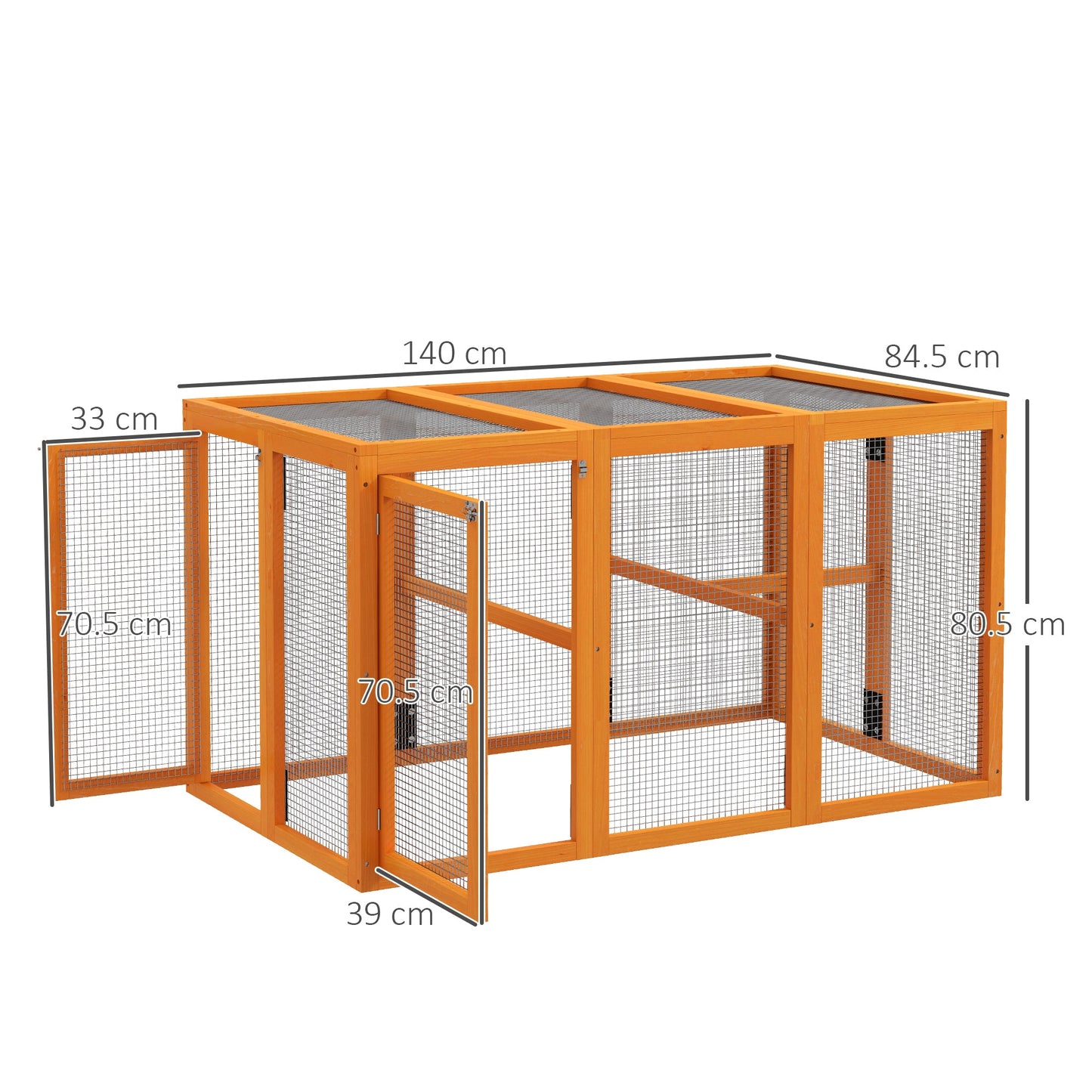 Wooden Chicken Run Hen Coop House Combinable Design Outdoor Use with Perches, for 1-3 Chickens, Ducks, 140 x 84 x 80cm