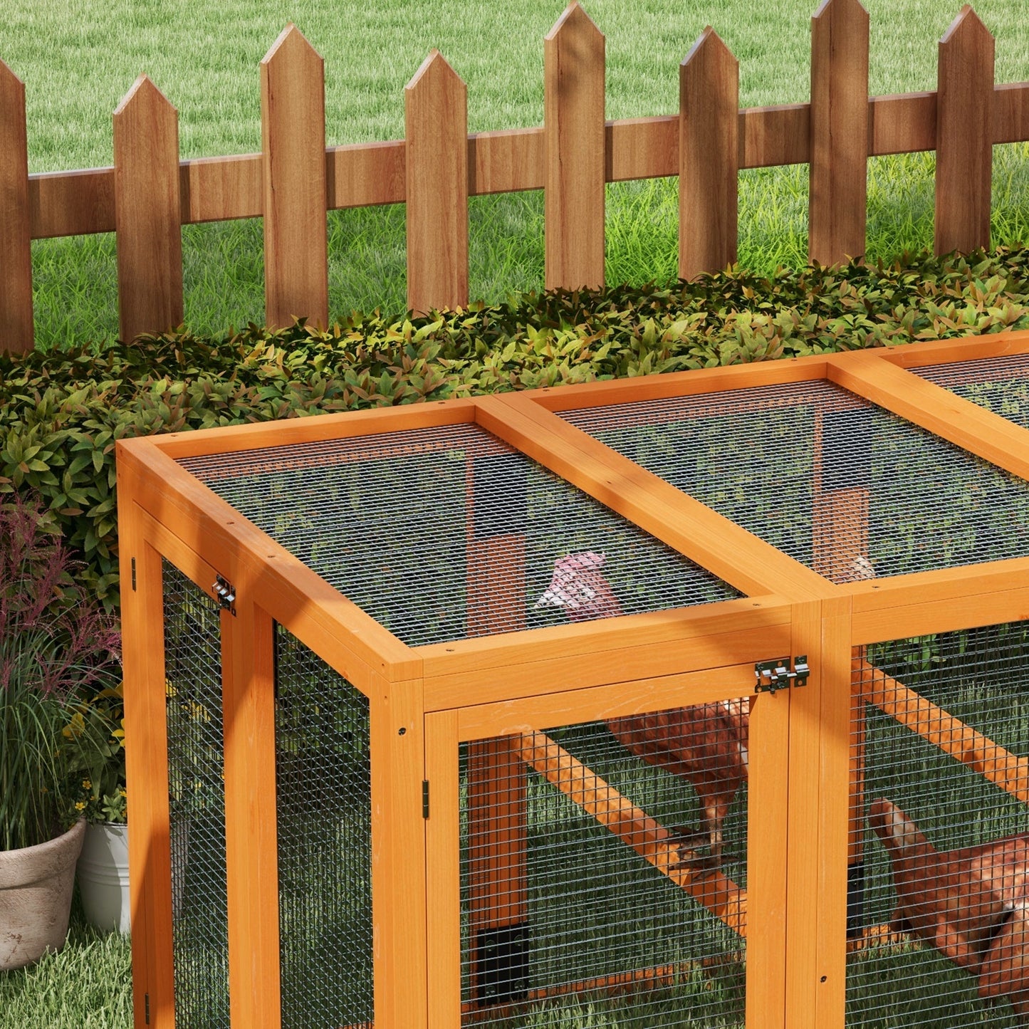 Wooden Chicken Run Hen Coop House Combinable Design Outdoor Use with Perches, for 1-3 Chickens, Ducks, 140 x 84 x 80cm
