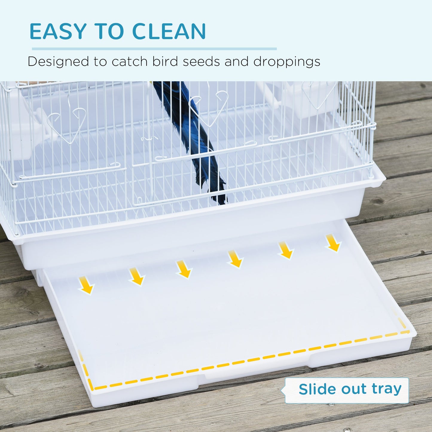 Bird Cage with Perches, Food Bowls, Swing, Parrot Cage for Budgie, Parakeet, Small Bird, 46.5 x 35.5 x 92cm, White