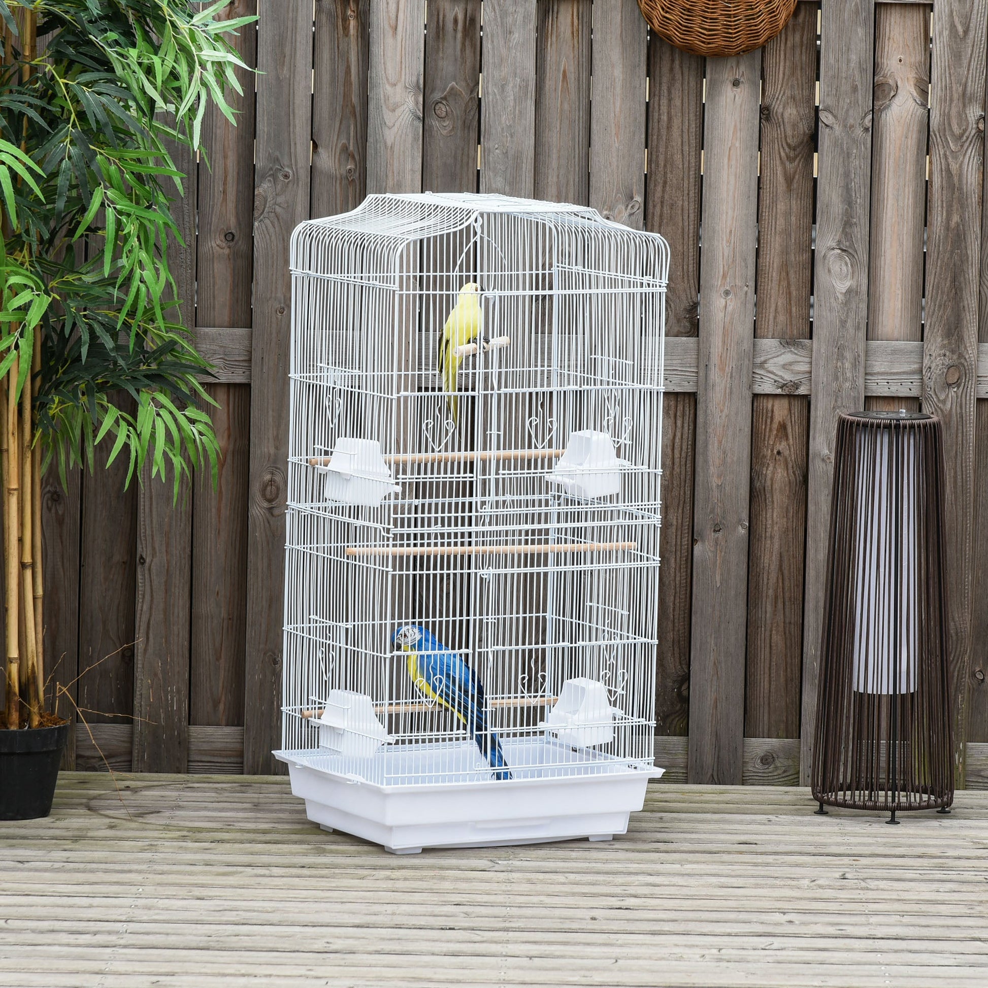 Bird Cage with Perches, Food Bowls, Swing, Parrot Cage for Budgie, Parakeet, Small Bird, 46.5 x 35.5 x 92cm, White