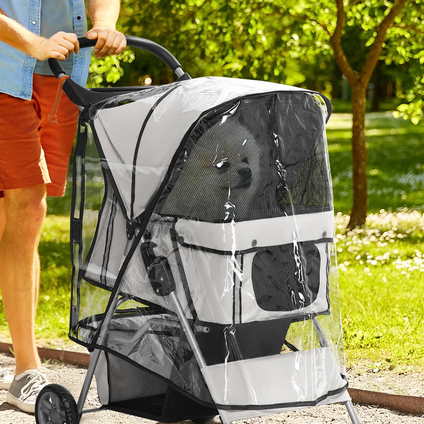 Dog Stroller Rain Cover, Cover for Dog Pram Stroller Buggy w/ Rear Side Entry