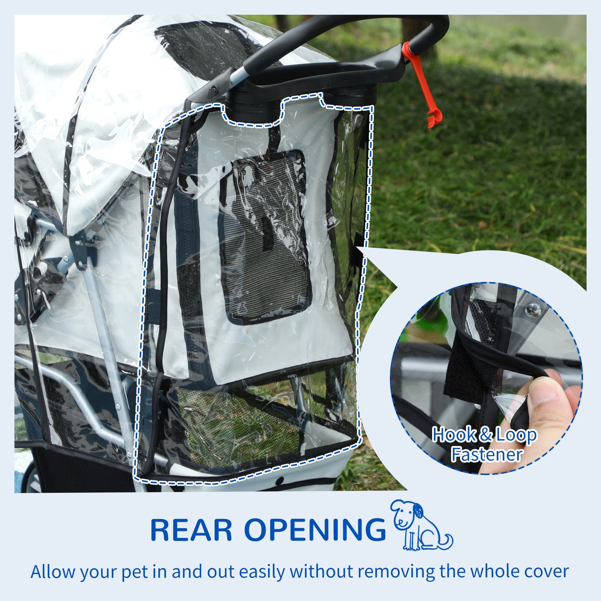 Dog Stroller Rain Cover, Cover for Dog Pram Stroller Buggy w/ Rear Side Entry