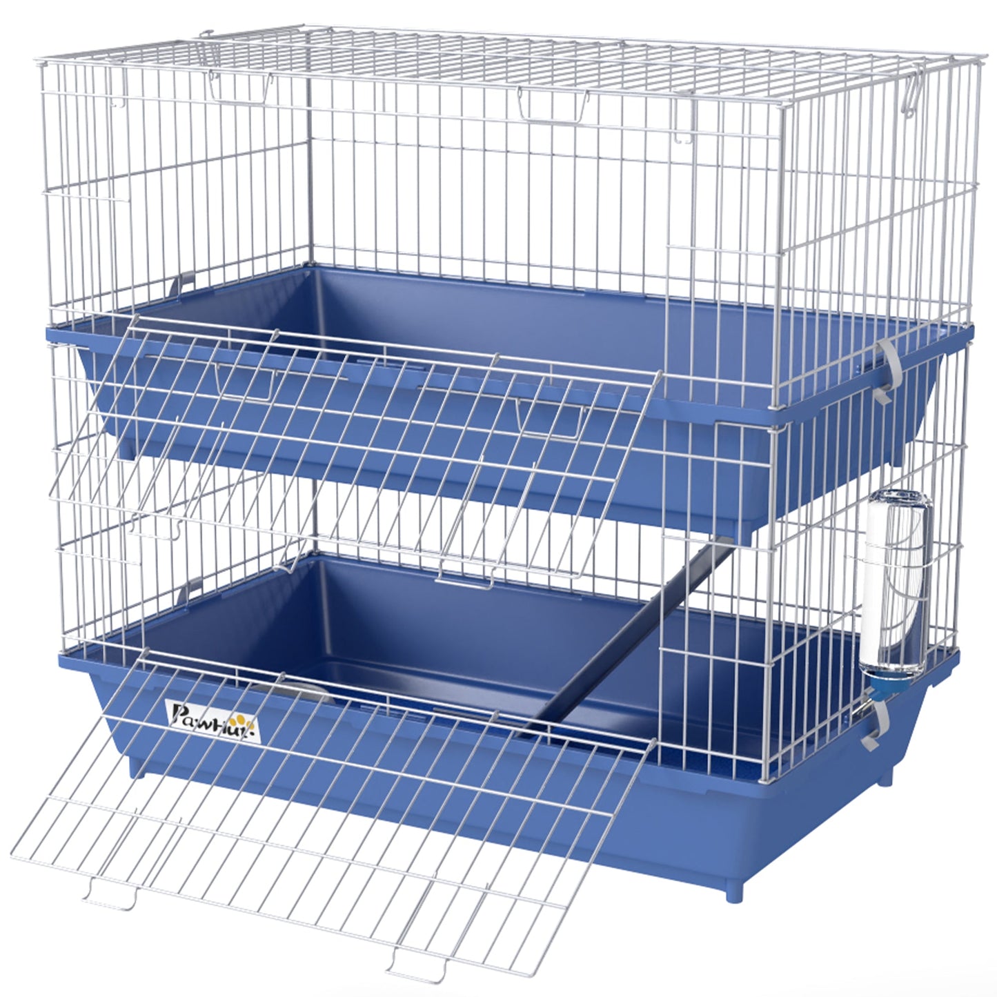 Double Tier Small Animal Cage Rabbit Chinchillas Cage w/ Ramp Food Dish Water Bottle Deep Trays Pet Home 72 x 44 x 67 cm
