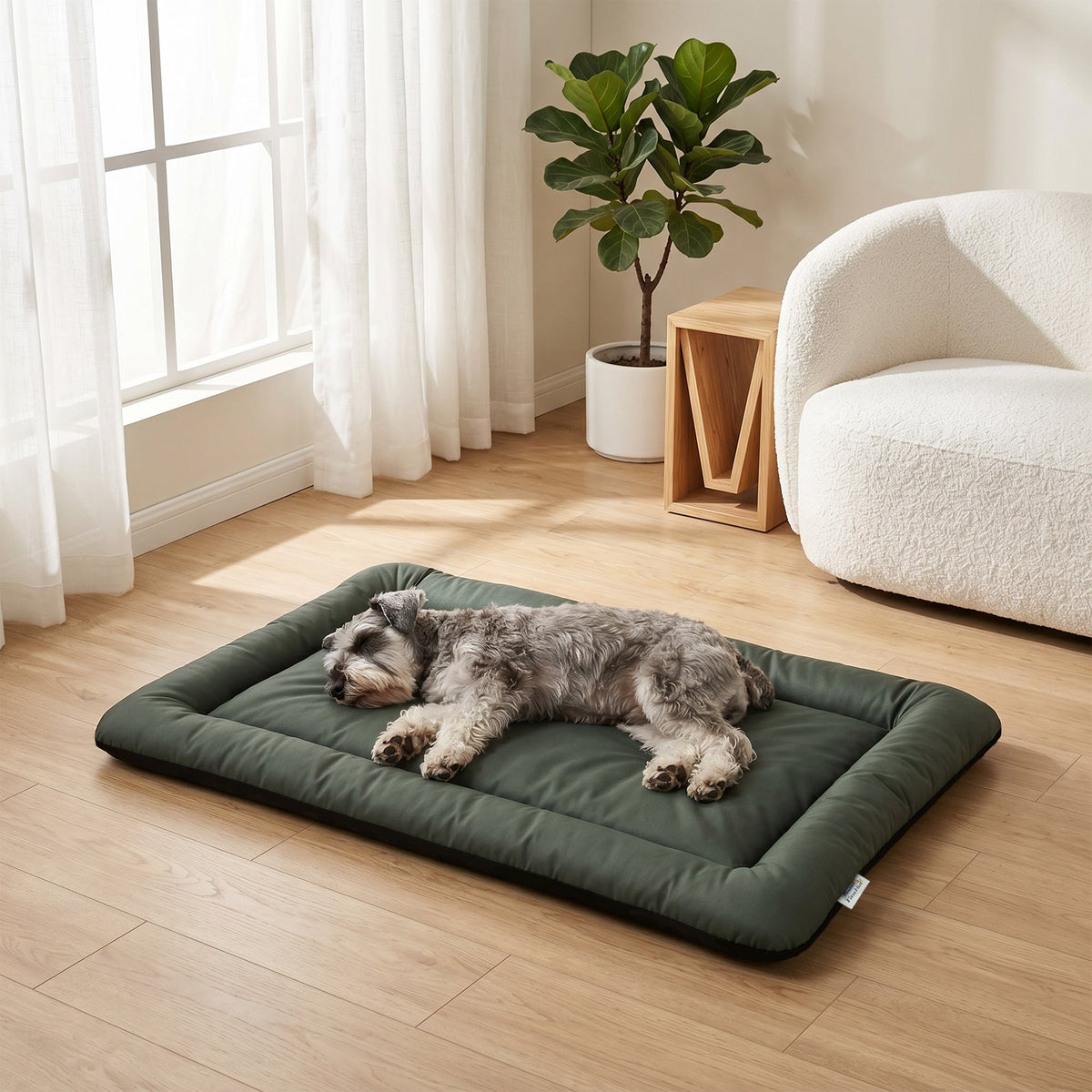 Waterproof Dog Bed, Foldable Pet Bed with Anti-Slip Bottom, Oxford Fabric, Machine Washable, Scratch Resistant Outdoor for Small Dogs and Cats, 90L x 60W x 5H cm, Green