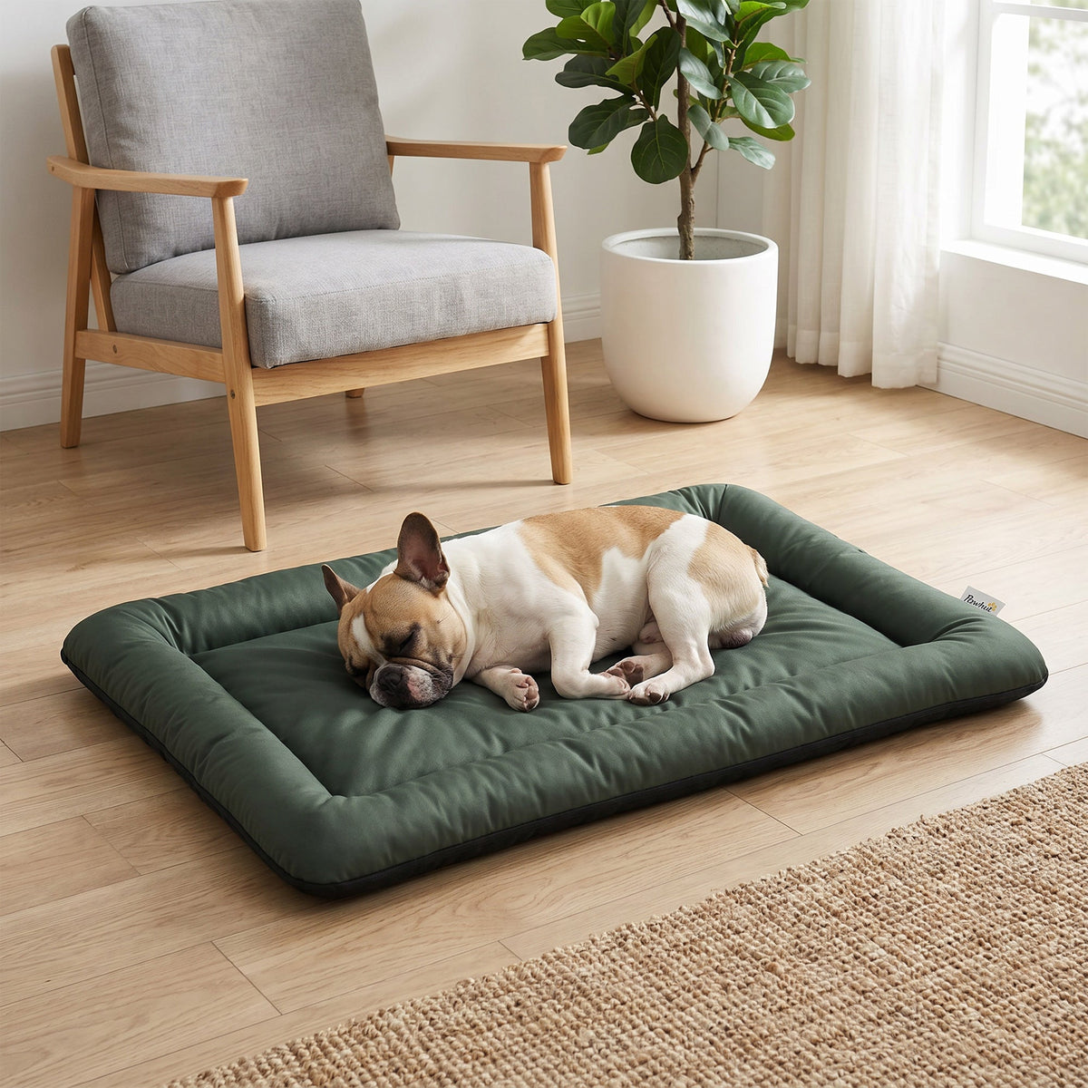 Waterproof Dog Bed, Foldable Pet Bed with Anti-Slip Bottom, Oxford Fabric, Machine Washable, Scratch Resistant Outdoor for Small Dogs and Cats, 90L x 60W x 5H cm, Green