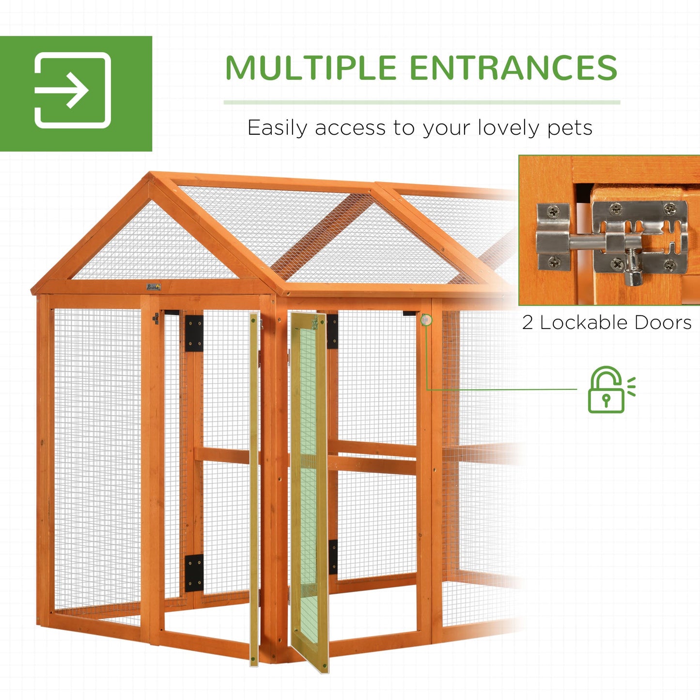 Large Chicken Run, Wooden Chicken Coop, Pet Playpen w/ Combinable Design - Orange