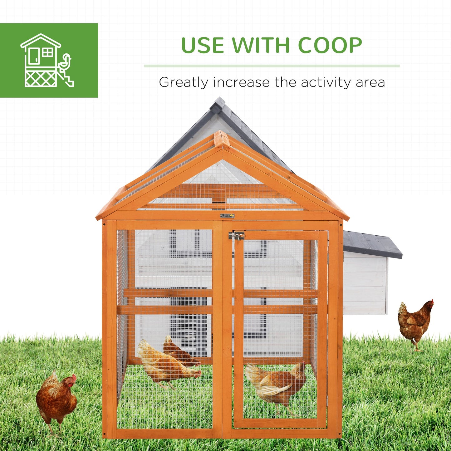 Large Chicken Run, Wooden Chicken Coop, Pet Playpen w/ Combinable Design - Orange