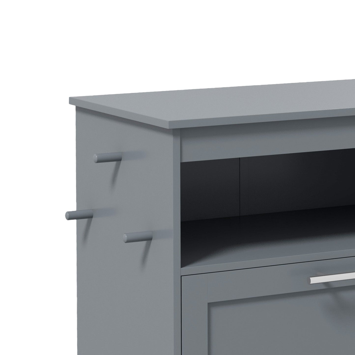 Pet Feeder Station, Dog Food Storage Container w/ Raised Dog Bowls, Hanger, for Food and Water - Grey