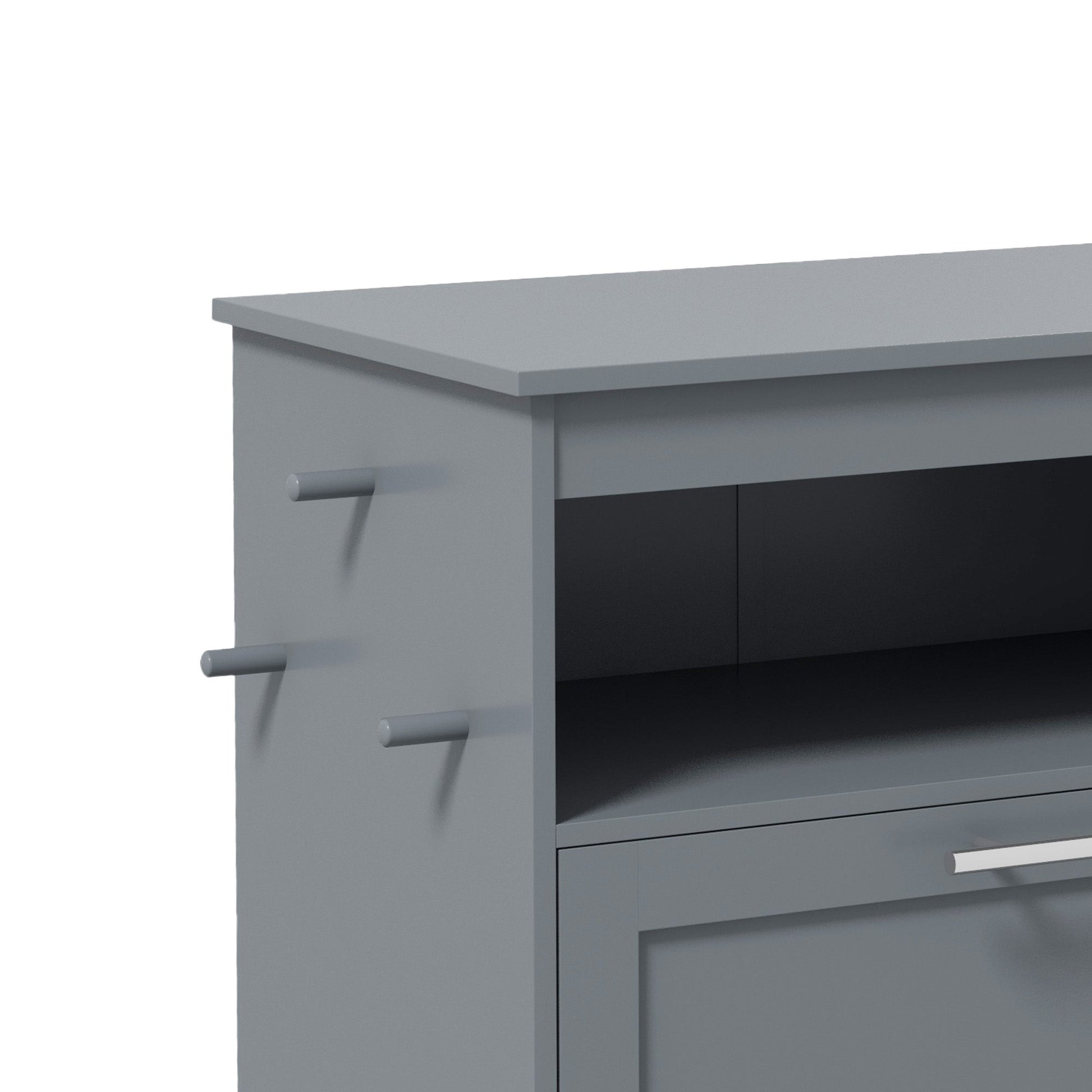 Pet Feeder Station, Dog Food Storage Container w/ Raised Dog Bowls, Hanger, for Food and Water - Grey