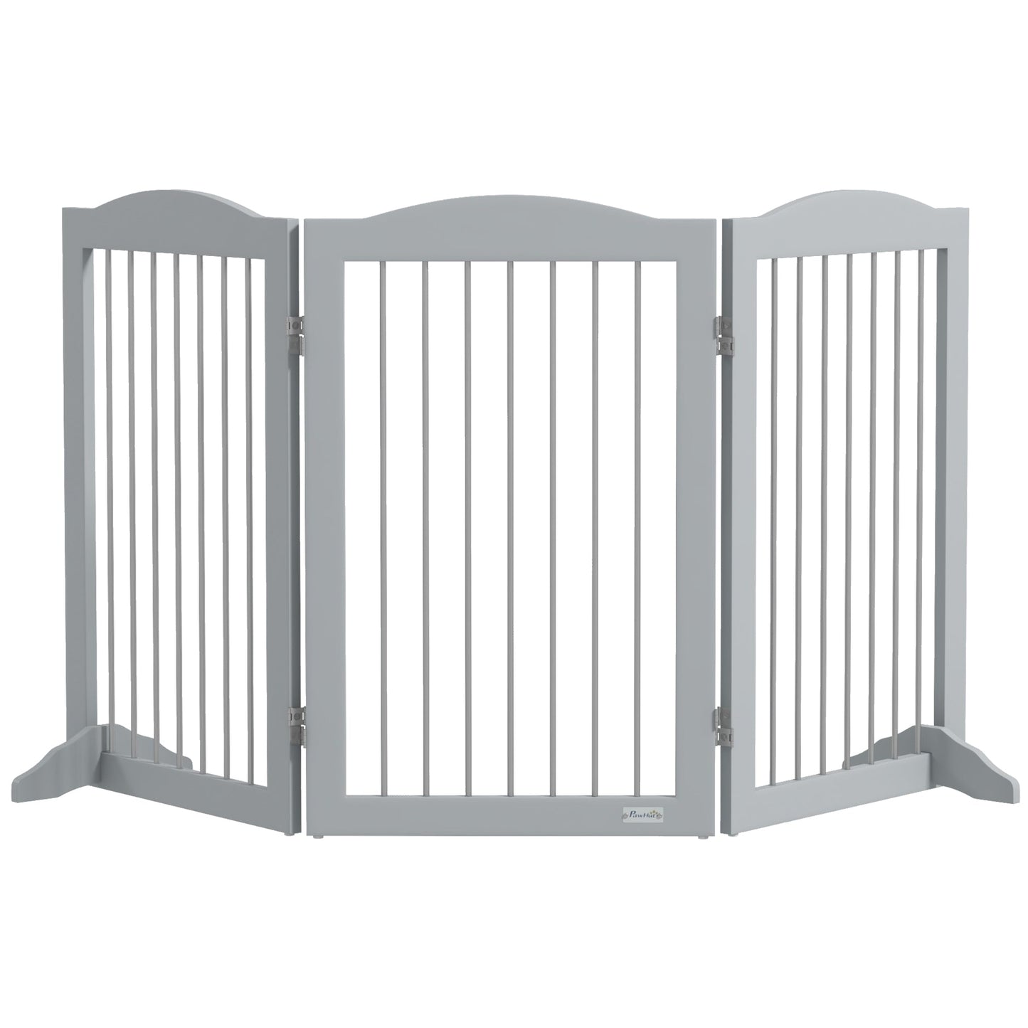 Foldable Dog Gate, Freestanding Pet Gate, Dog Barrier with Two Support Feet, for Doorways, Stairs, Halls - Grey