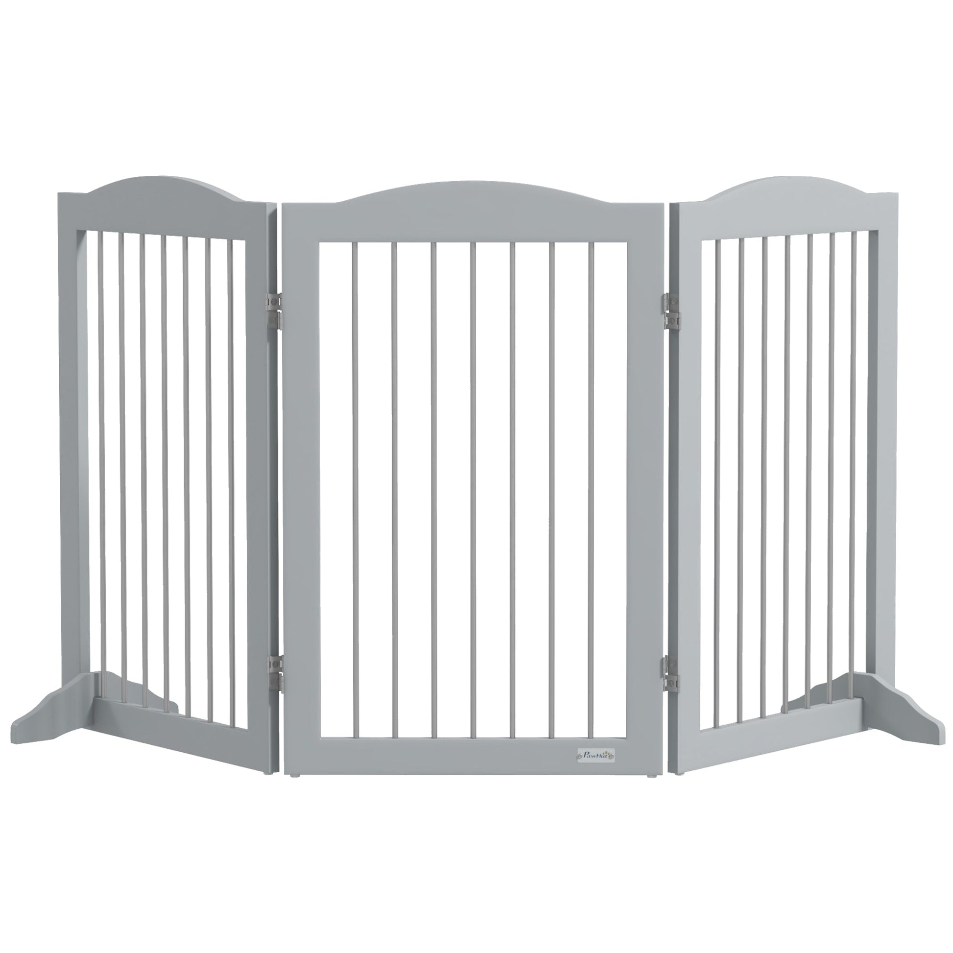 Foldable Dog Gate, Freestanding Pet Gate, Dog Barrier with Two Support Feet, for Doorways, Stairs, Halls - Grey