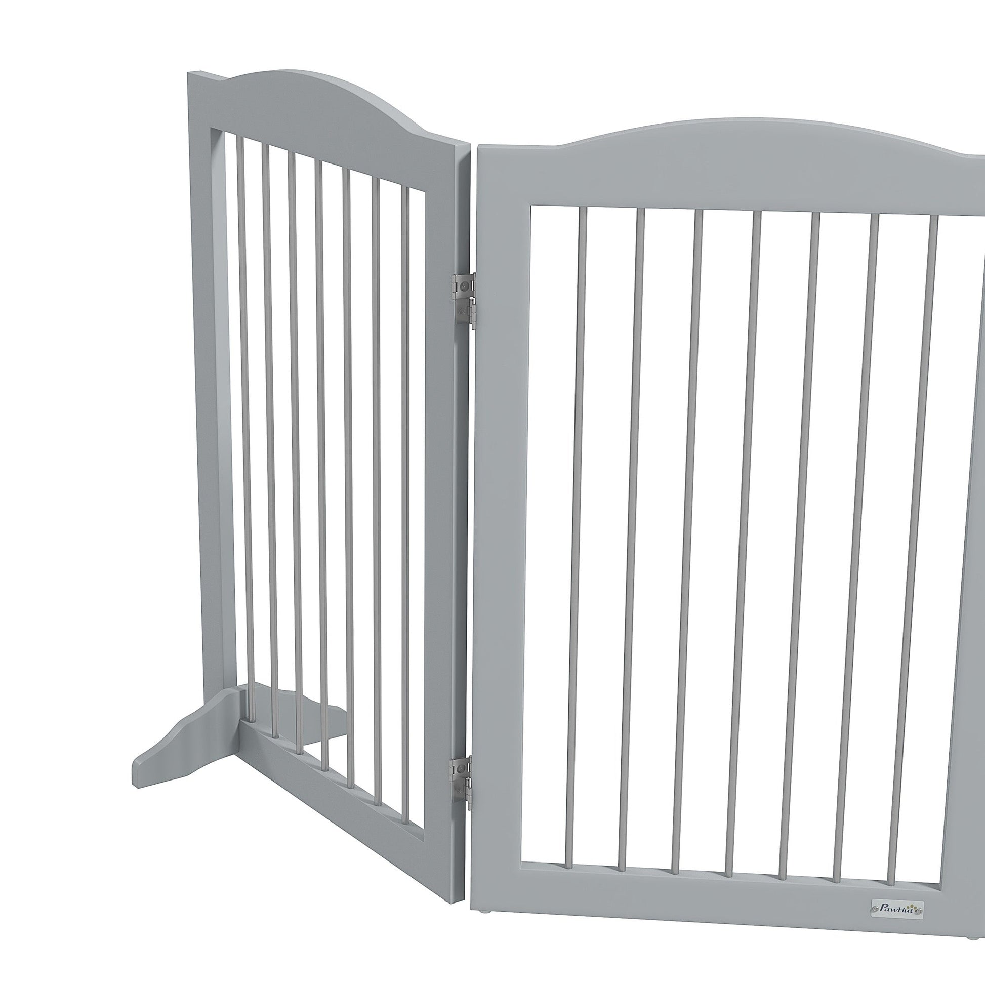 Foldable Dog Gate, Freestanding Pet Gate, Dog Barrier with Two Support Feet, for Doorways, Stairs, Halls - Grey