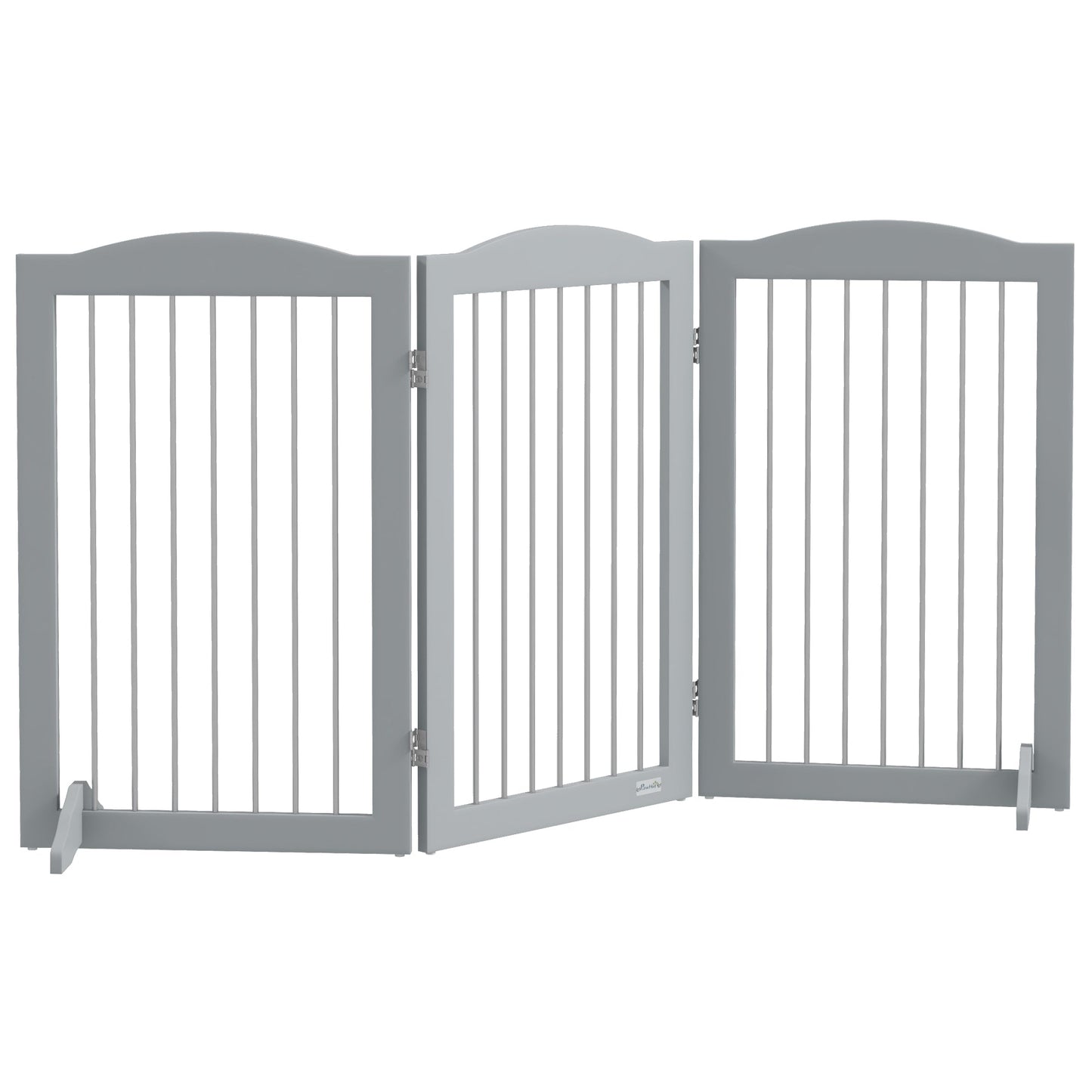 Foldable Dog Gate, Freestanding Pet Gate, Dog Barrier with Two Support Feet, for Doorways, Stairs, Halls - Grey