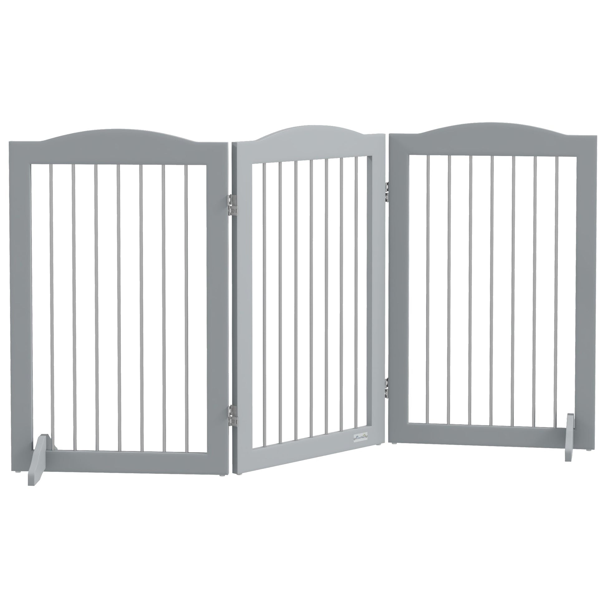 Foldable Dog Gate, Freestanding Pet Gate, Dog Barrier with Two Support Feet, for Doorways, Stairs, Halls - Grey