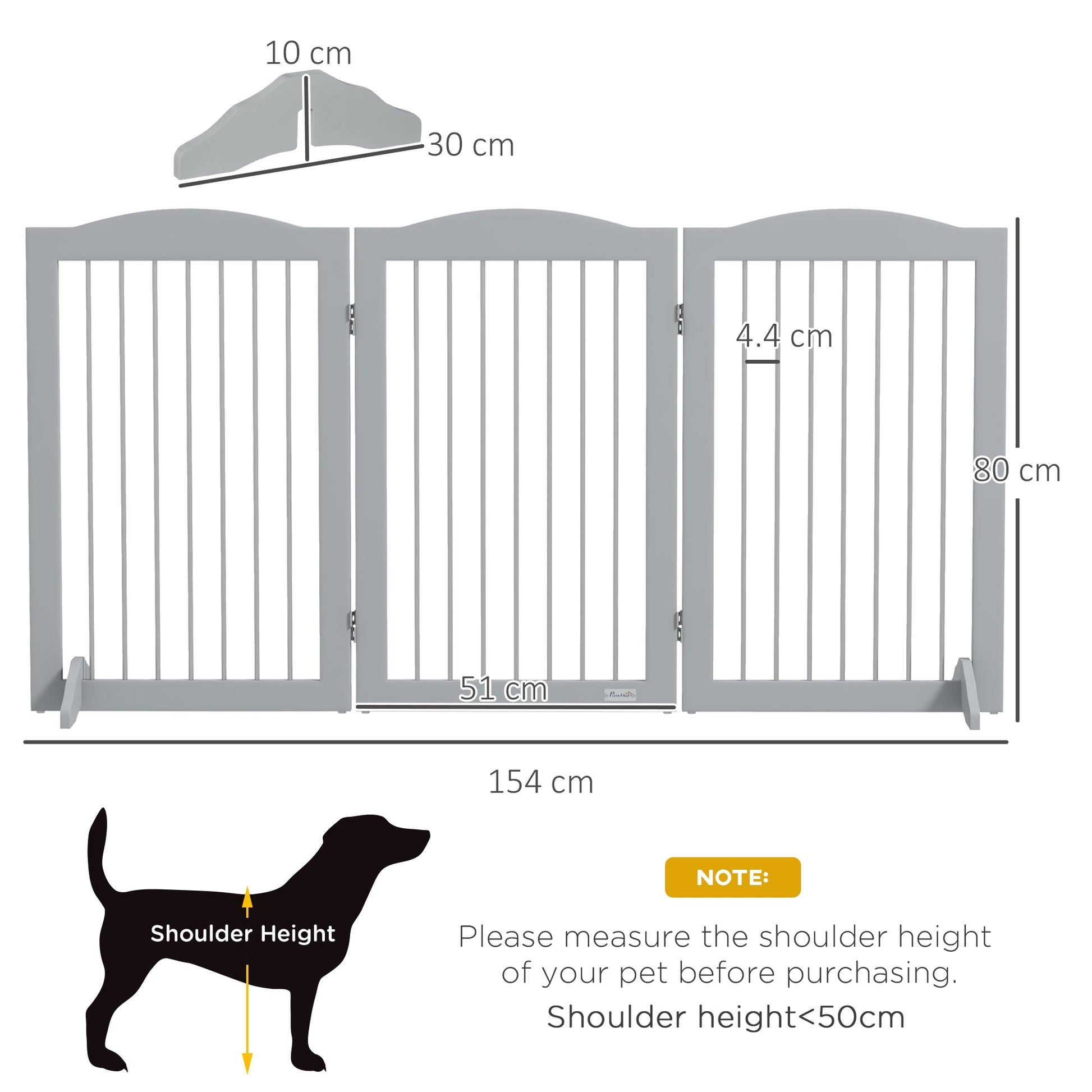 Foldable Dog Gate, Freestanding Pet Gate, Dog Barrier with Two Support Feet, for Doorways, Stairs, Halls - Grey