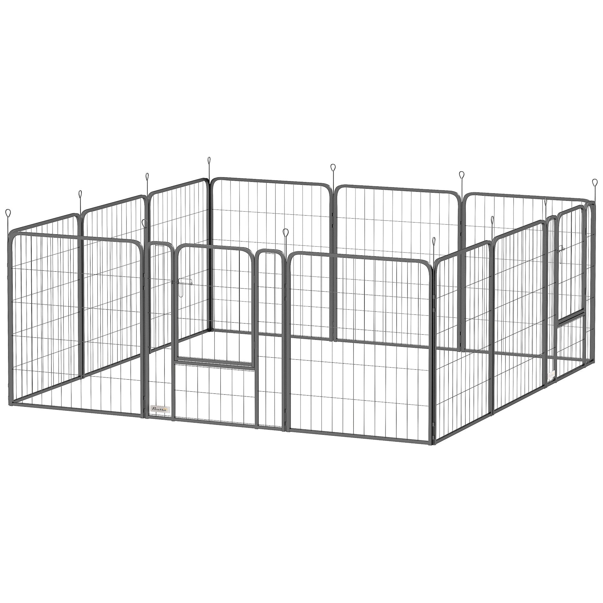 Dog Pen, 12 Panel Puppy Pen, Steel Dog Playpen, for Medium Breeds, 80cm Tall, Black