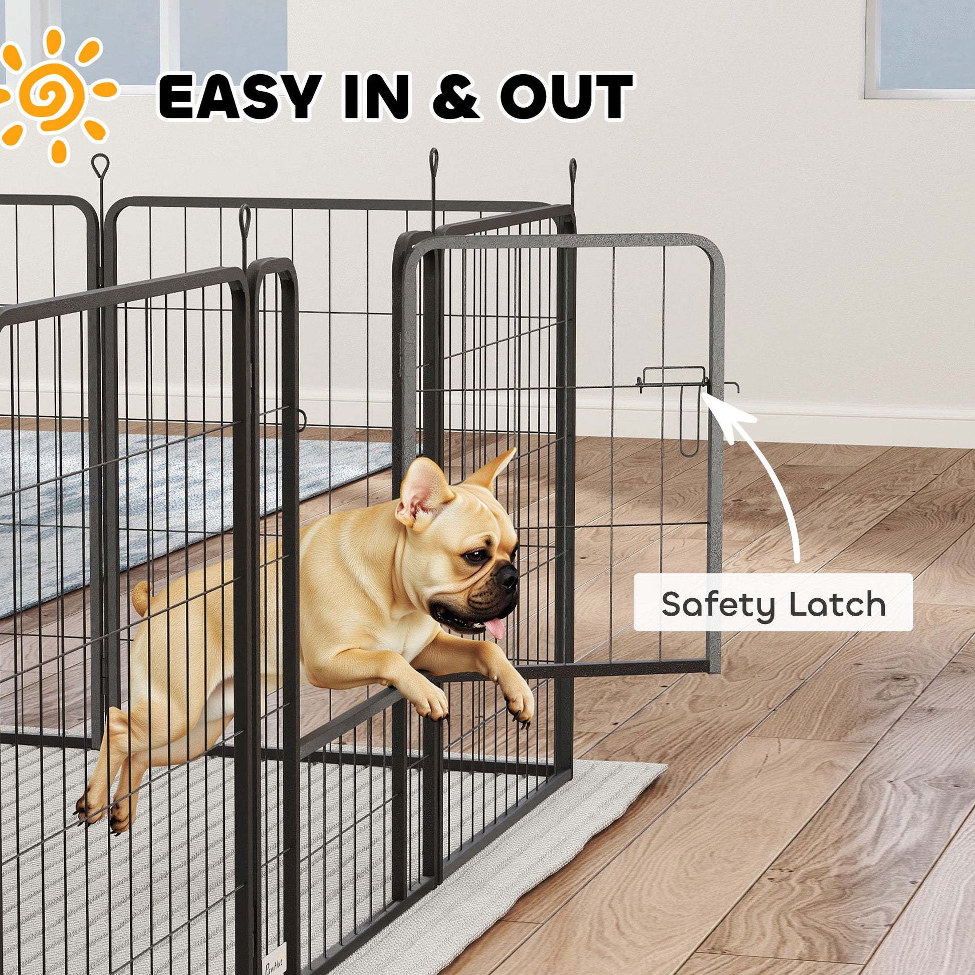 Dog Pen, 12 Panel Puppy Pen, Steel Dog Playpen, for Medium Breeds, 80cm Tall, Black