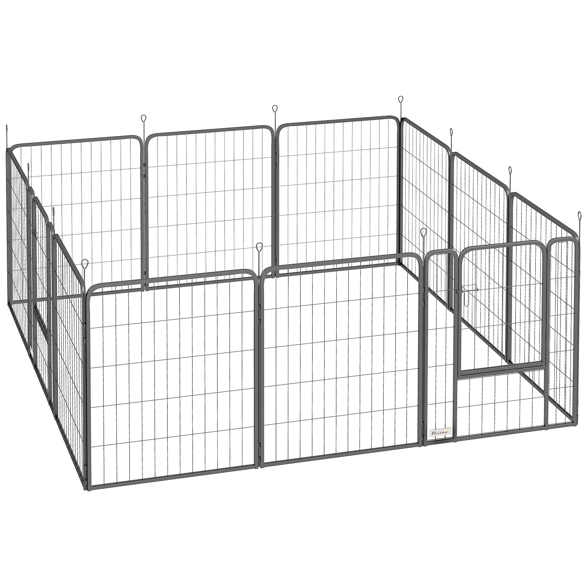 Dog Pen, 12 Panel Puppy Pen, Steel Dog Playpen, for Medium Breeds, 80cm Tall, Black