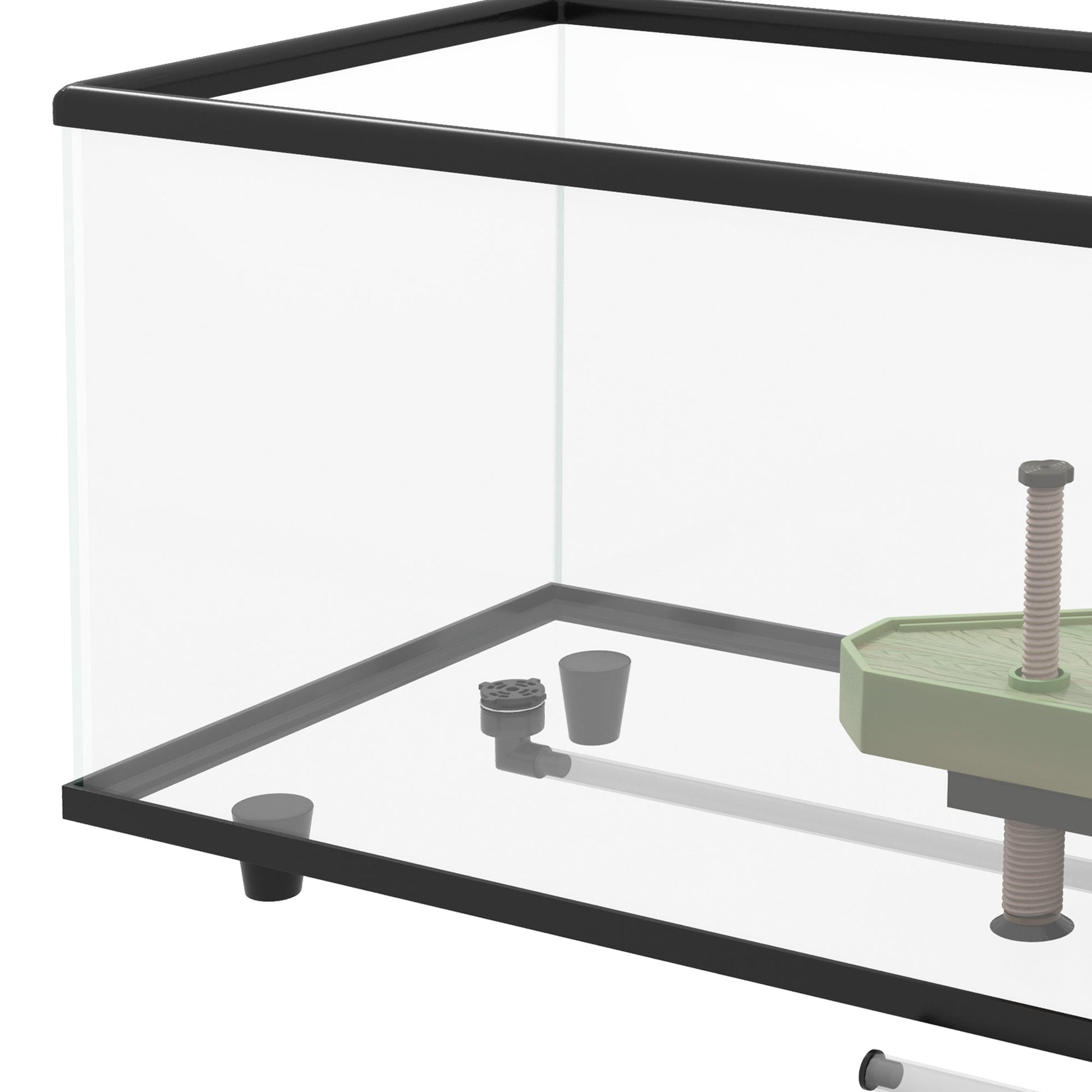 Turtle Tank, 50L Glass Turtle Aquarium with Basking Platform, Ramp, Easy Drainage, Strip Patch Thermometer, for Small Turtles, 60 x 30 x 32cm