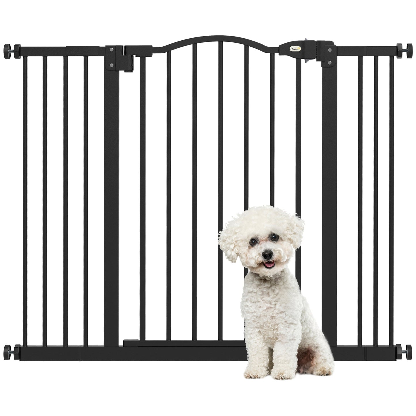 Pressure Fit Dog Stair Gate No Drilling Safety Gate Auto Close for Doorways, Hallways, 74-100cm Adjustable, 78cm Tall, Black