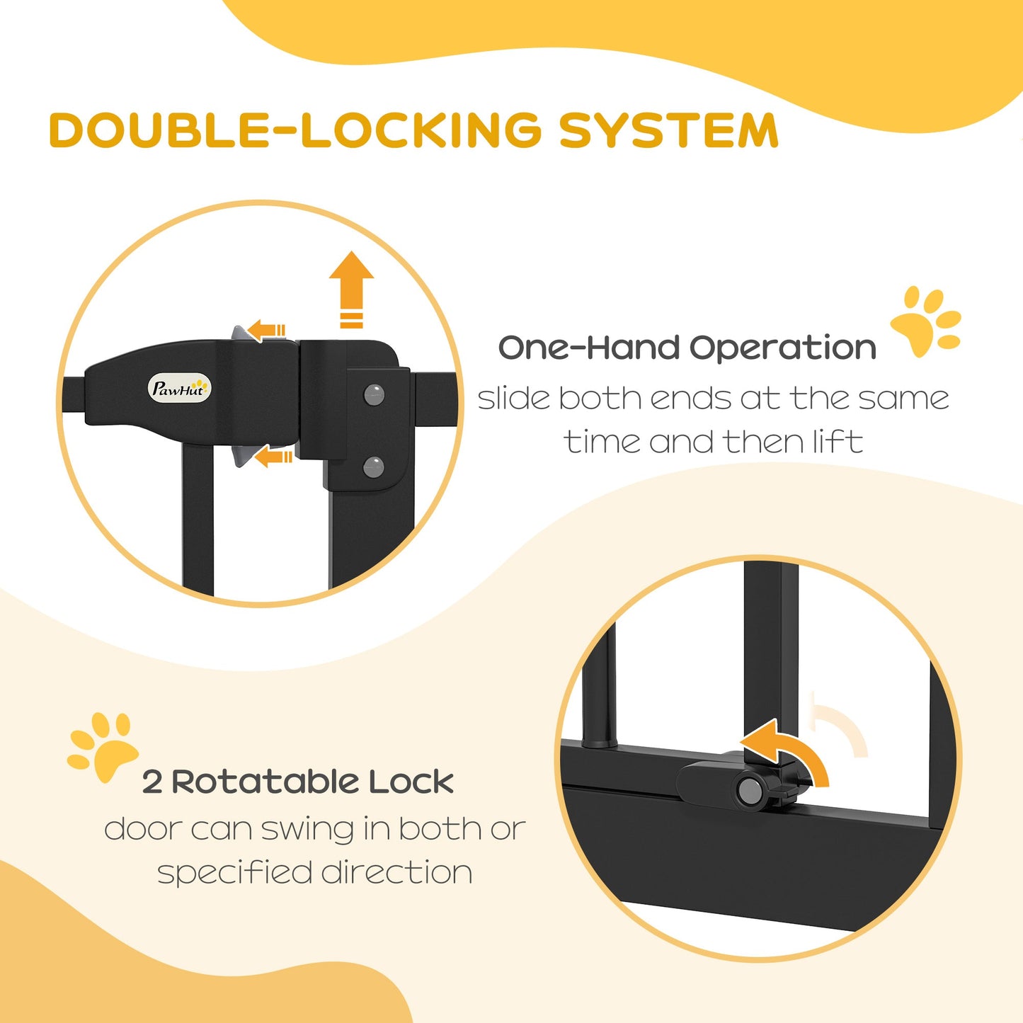 Pressure Fit Dog Stair Gate No Drilling Safety Gate Auto Close for Doorways, Hallways, 74-100cm Adjustable, 78cm Tall, Black