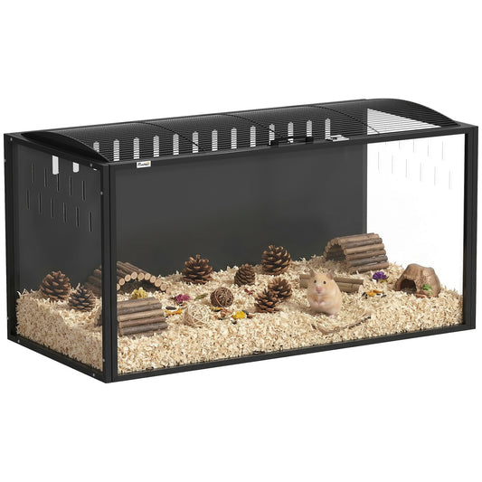 Hamster Cage Steel Frame Chewproof, Large Rat Cage with Openable Top, Deep Burrow, Transparent Small Animal Habitat for Dwarf Syrian Hamster, Gerbil, Rats, 105L x 51W x 53H cm