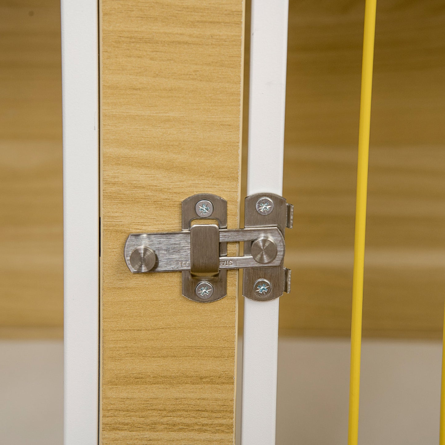 Dog Crate Furniture, Side End Table, Indoor Dog Kennel with Soft Washable Cushion, Wire Mesh, Large Top, for Medium and Large Dogs, 90 x 58 x 65, Oak Tone